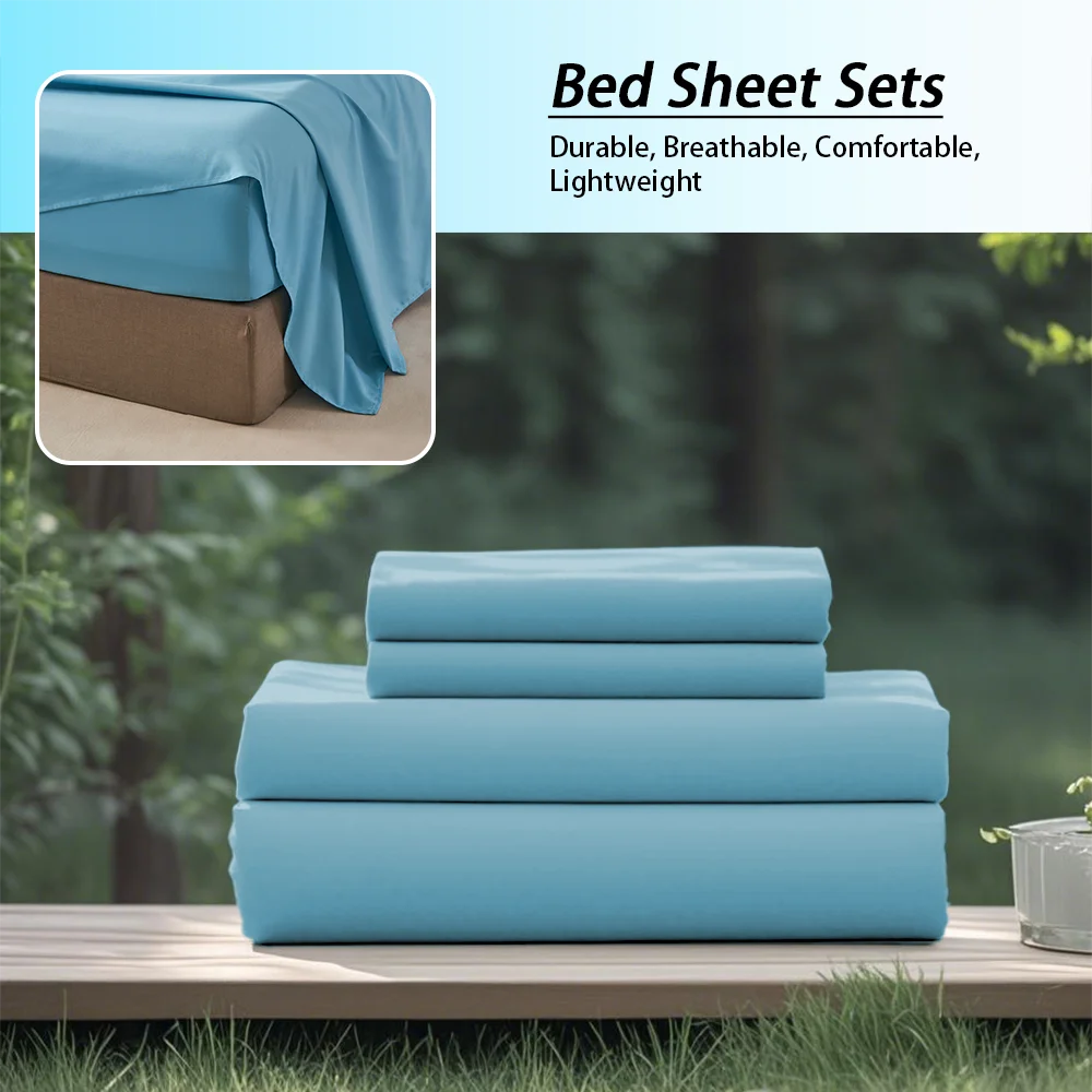 4 Pcs Soft, Solid Color, Fashionable Home Bedding Set / Microfiber / Suitable for All Seasons / 1 Fitted Sheet, 1 Flat Sheet,  2 Pillowcases