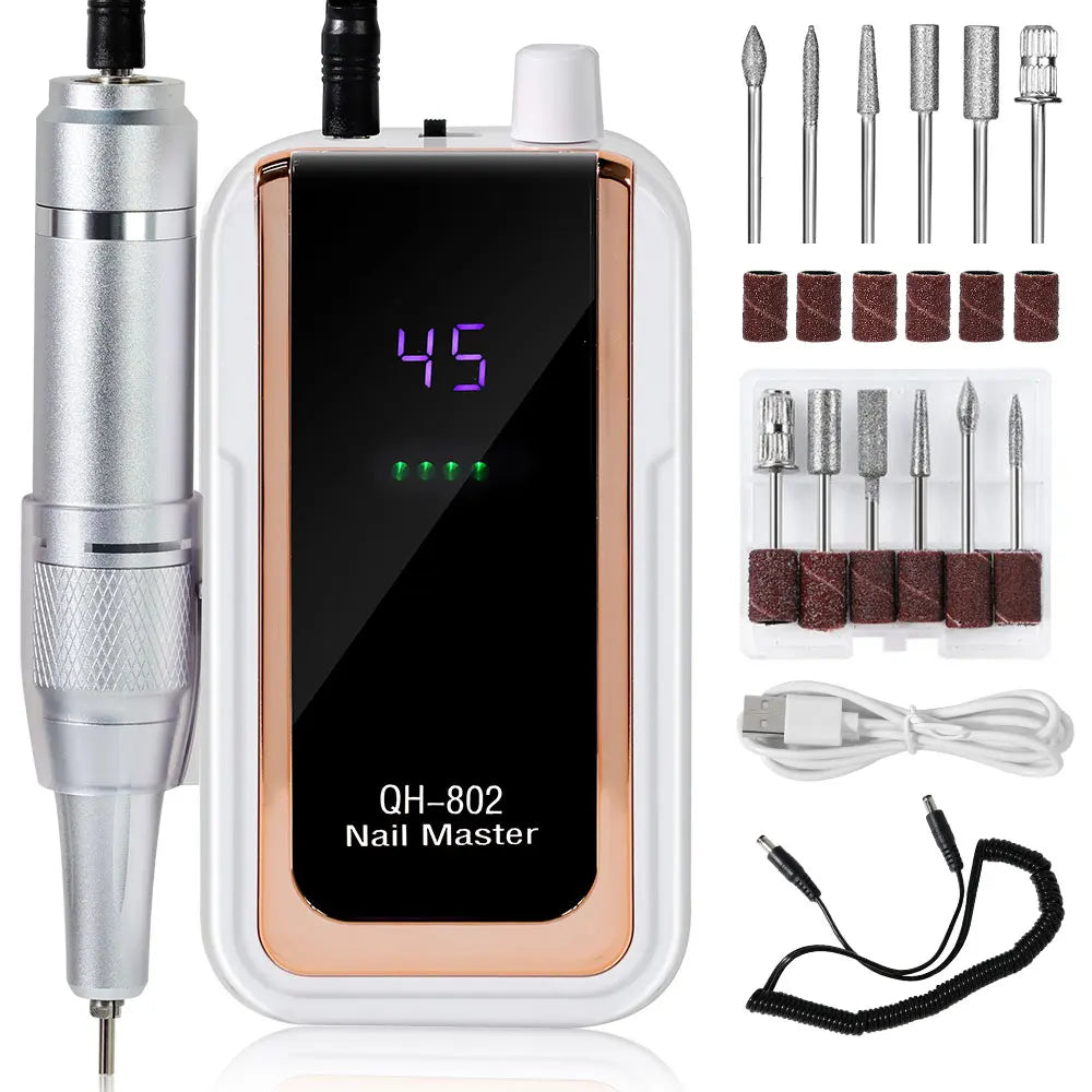 45000RPM Electric Nail Drill / File / Professional for Acrylic Gel Dip Powder Nails / Portable Machine Kit for Manicure Pedicure Tools