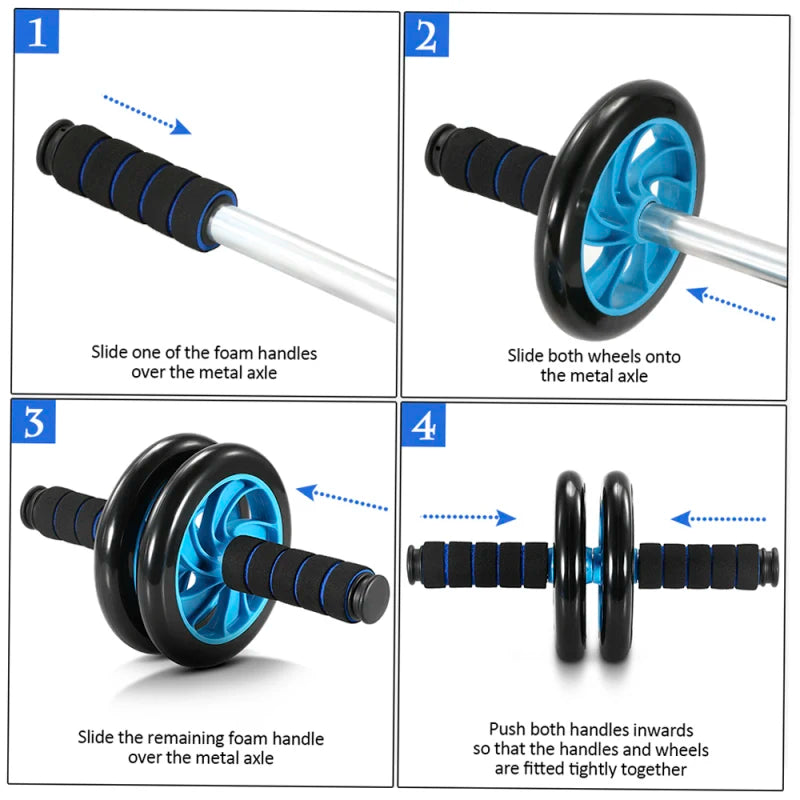 5-In-1 AB Wheel Roller Kit with Push-Up Bar  /  Jump Rope / Hand Gripper / Knee Pad / Abdominal Core Carver / Fitness Workout