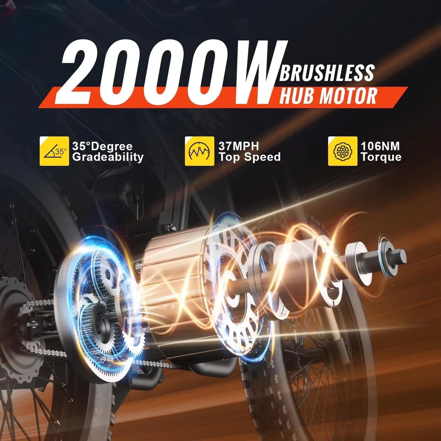 ***ebike GT73 2000W Mountain Off-Road Electric Motorcycle / 25" Tires / 36.4AH Dual Battery / ebike Max 37 mph / Dual Hydraulic Brake s