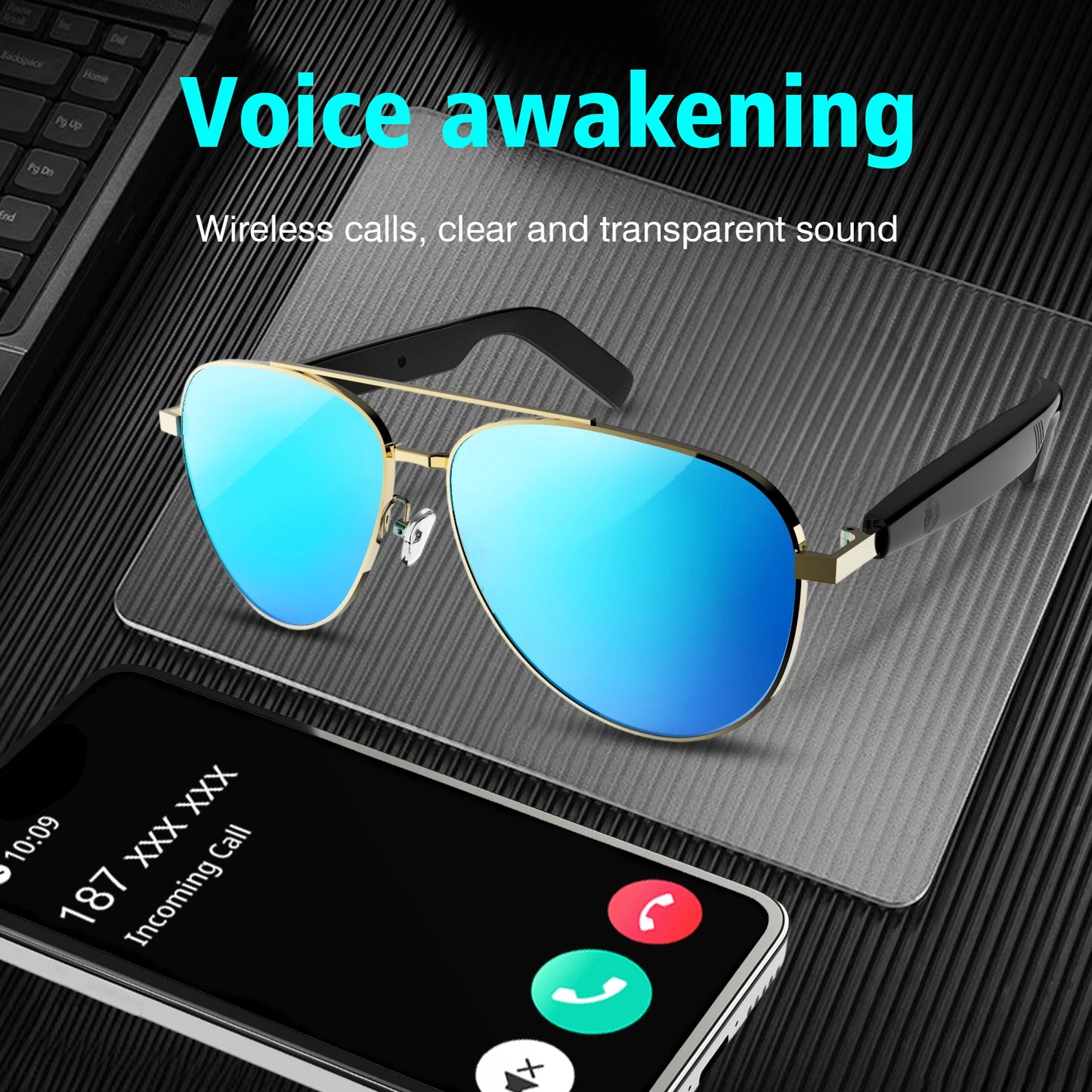 **New Noise Reduction Smart Glasses / Wireless Calls / Music Playback / Touch Voice Assistant / Stylish Blue Light Blocking Sunglasses