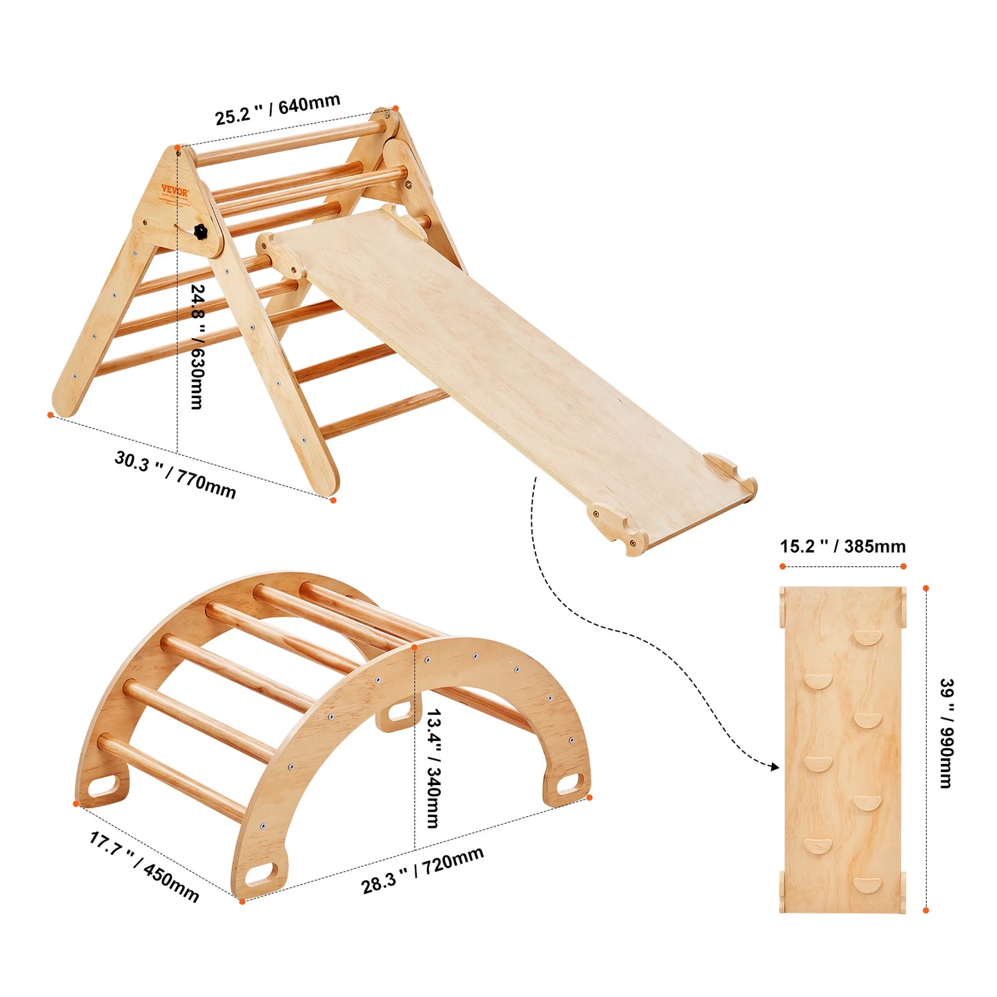 5 -n-1 Toddler Climbing Toy /   INDOOR Playground /  1-4 Years /  Montessori-Inspired!  /  Foldable /  Medium or Large Size /  Wooden Climbing Set