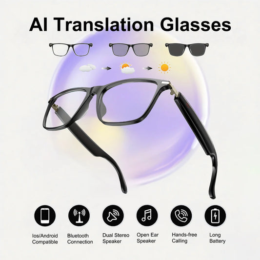 AI Translation Smart Glasses with photochromic lenses / Supports 160+ languages / Real-time translation
