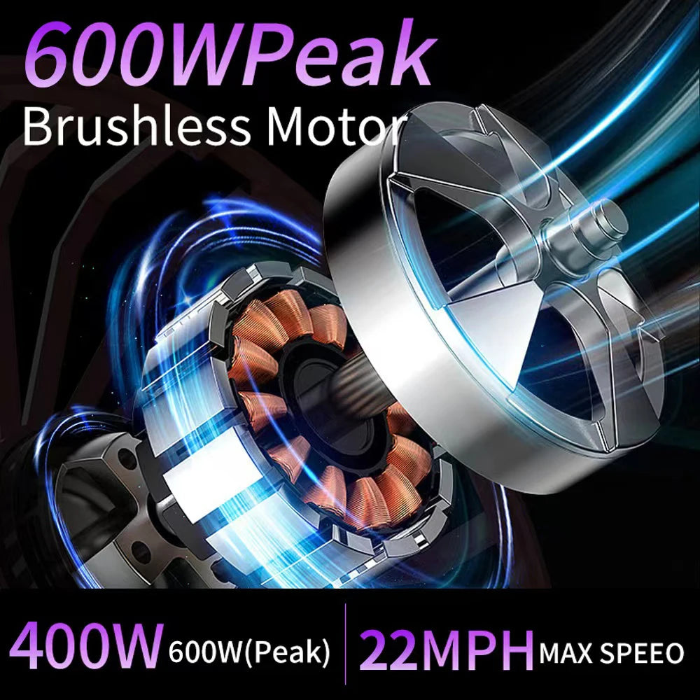 Peak 600W Electric Bikes /  Adult /   48V  720Wh Removable Battery  /   22 MPH  /   Compact Folding Ebike With LCD Display  /   23-32Miles