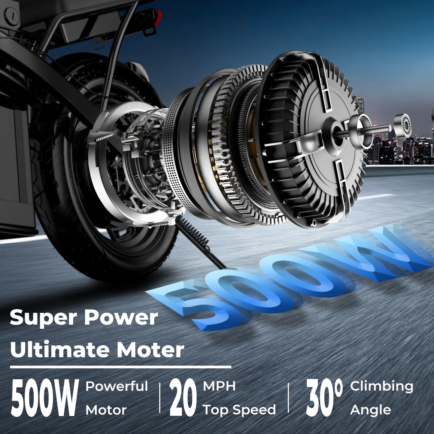 500W Adult Electric Bike \ 20 MPH \ 48V 12Ah Removable Battery / 14 Inch Folding Electric Bike / Multi-Shock Absorption