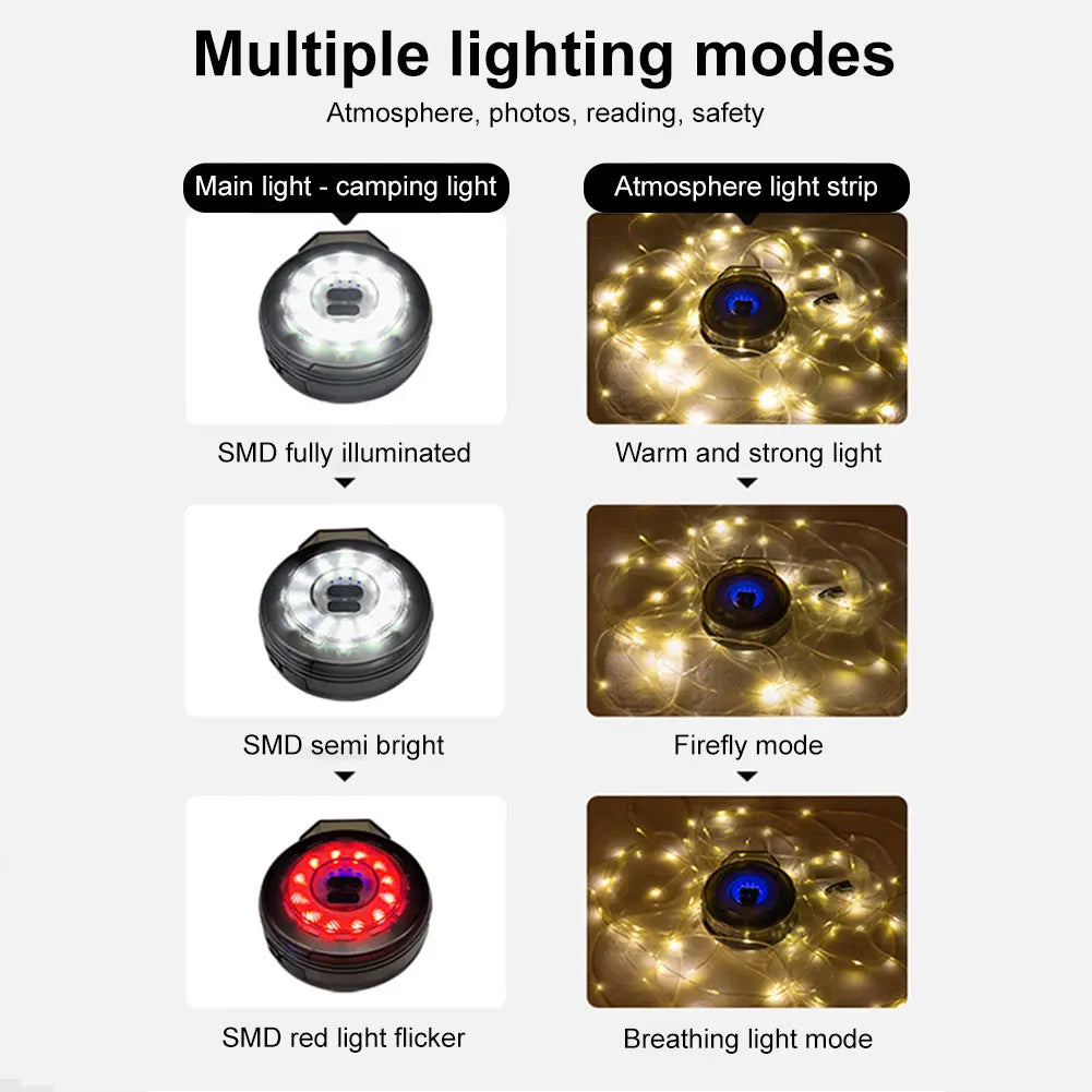 10M Canopy Light Strip  /  Hand Crank  /  Storage  /  Decorative Atmosphere Light  /  Waterproof Portable Camping Lamp  /  Garden  / Backyard /  Home Party Decor