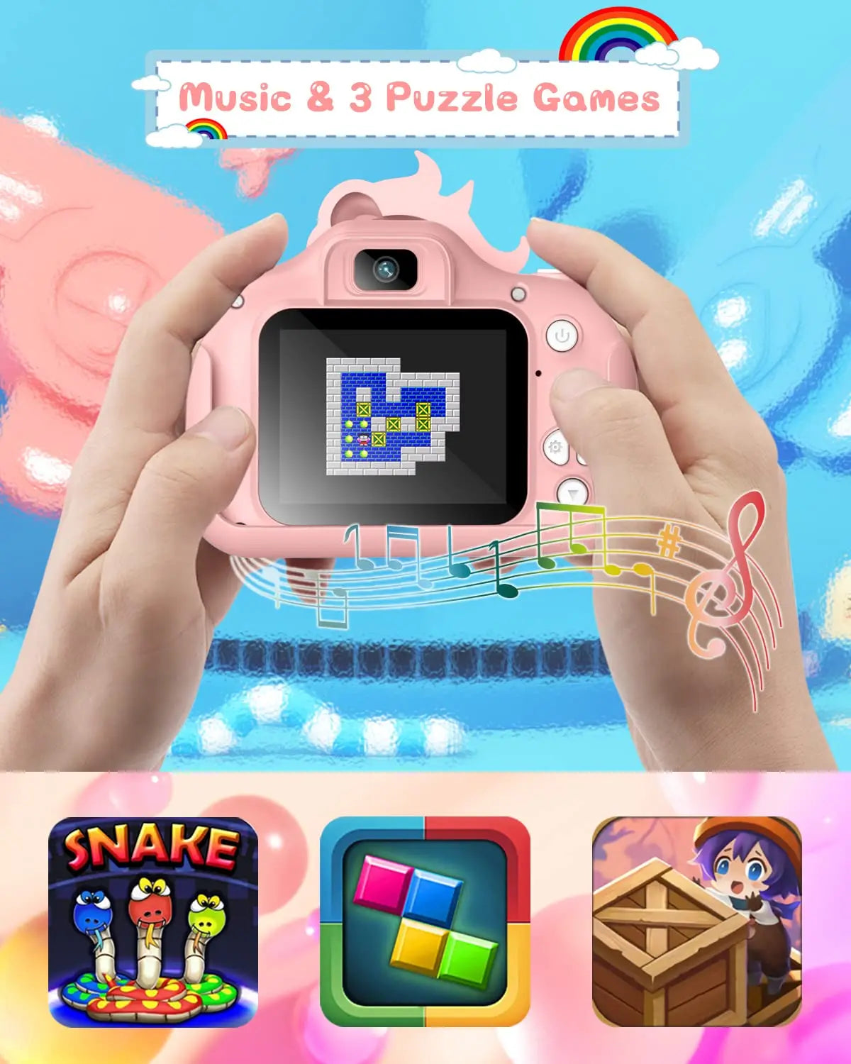 2.0" Kid's Camera 20MP 1080P HD  / Toddle Selfie Camera / Cute Cartoon Digital Camera Toy / 32GB Card  /  Rechargeable /  Gift For Girls & Boys