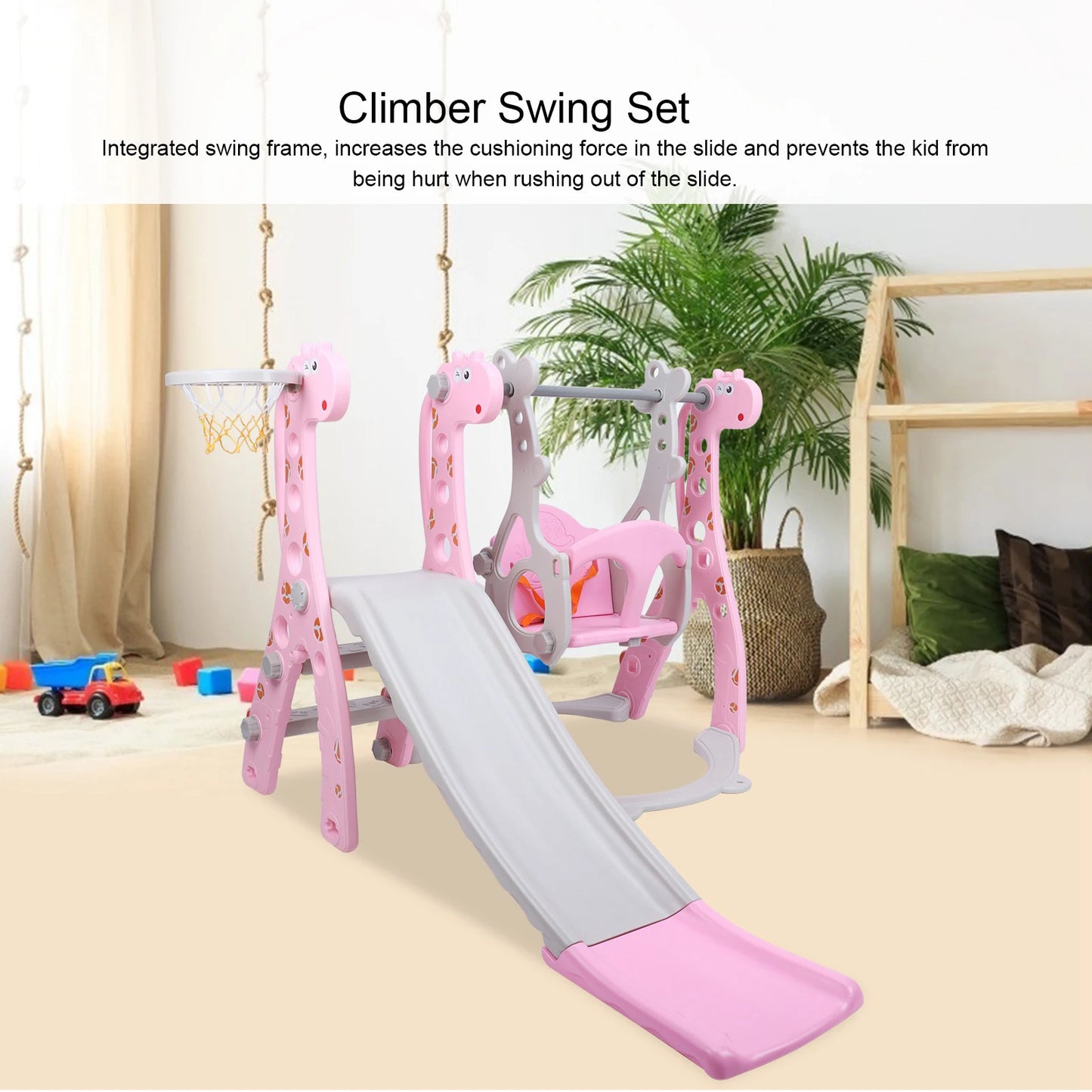 Climber Swing Set / Children Play Slide Set / Toddler Climber Swing Set with Basketball Hoop /  Outdoor /  Indoor /  Children Play Slide Set
