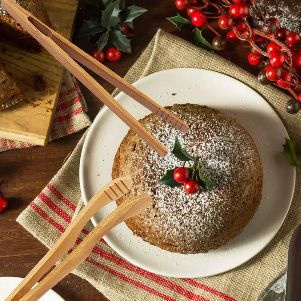 4 pack Bamboo Toaster Tongs  /   7” Reusable Wood Cooking Tongs  /  Ideal Kitchen Utensil  /  For Cheese, Bacon, Muffins, Fruits, Bread