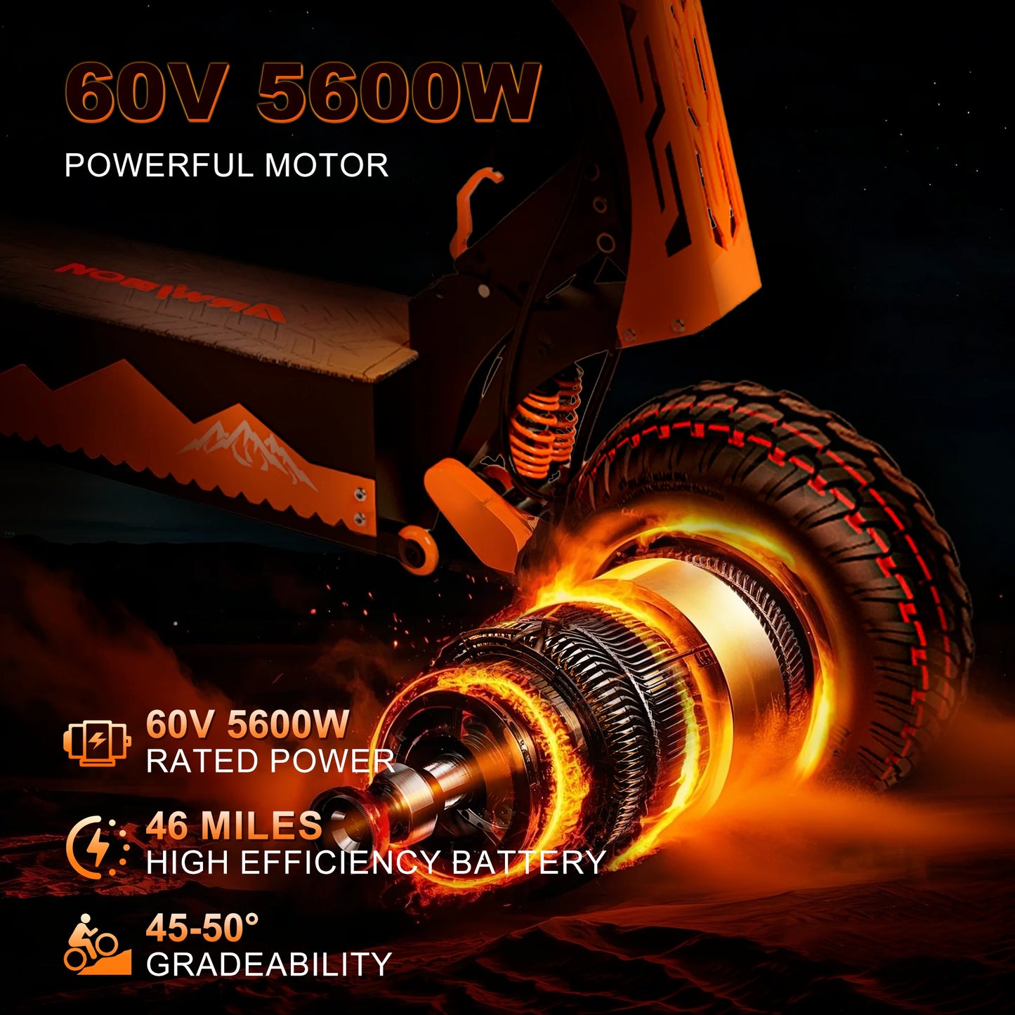 Electric Scooter /  5600W Dual Motor 60V27AH  /  46MPH  /  46Miles Range, / Off-Road Vacuum Tires  /  330LBS Load  /  45°Climbing