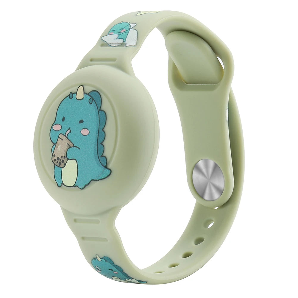 Cute Waterproof Silicone Toddler GPS Tracker Wristband for AirTag / Kids / Cartoon Design / Lightweight
