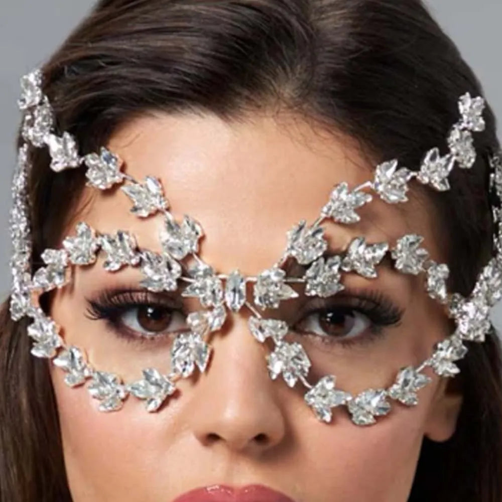 Carnival Mask  /  Full Face Decoration  /  Women Designer Rhinestone  /  Halloween  /  Fashion  /  Hair Jewelry /  Wedding /  Crystals /  Party