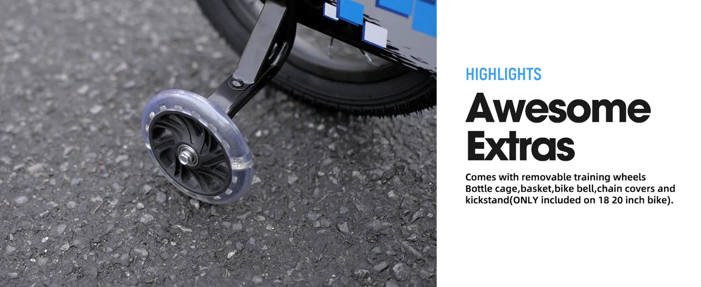 12 14 16 18 20 Inch Kids Bike / Light Up Training Wheels /  Boys & Girls Age 3-12 Years / Childrens Bikes