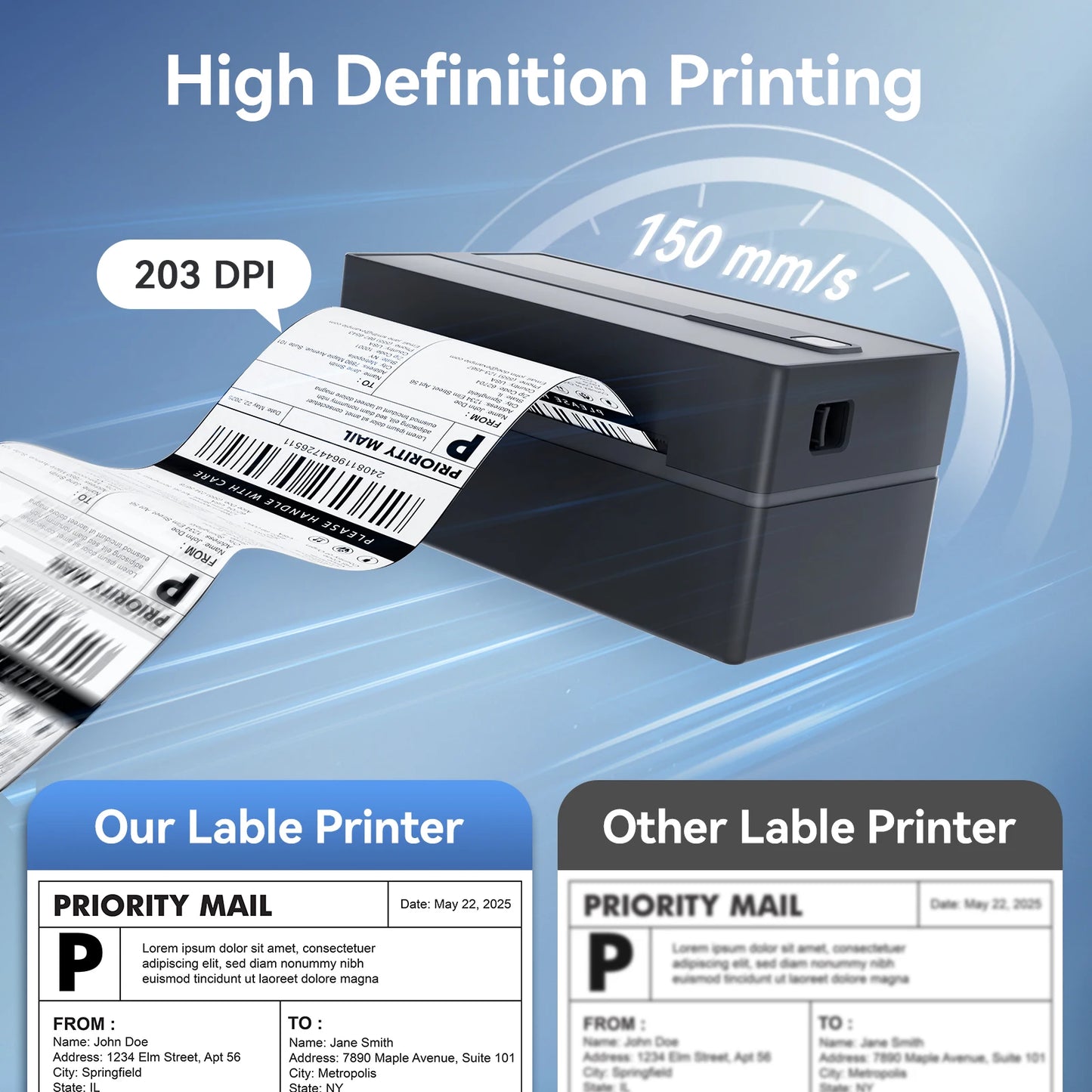 **Thermal Label Printer / Portable / No Ink Required / 300DPI 4x6 for Small Business / WiFi / Bluetooth / USB High Speed