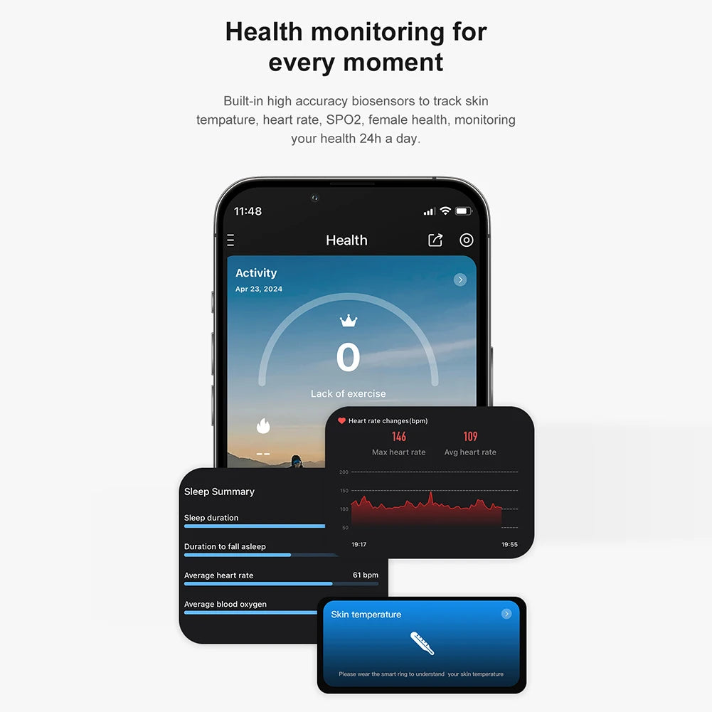 Smart Ring / Heart Rate / Blood / Oxygen / Sleep Monitoring / Health Fitness Rings with Charging Case / Sport Health Ring for Men Women