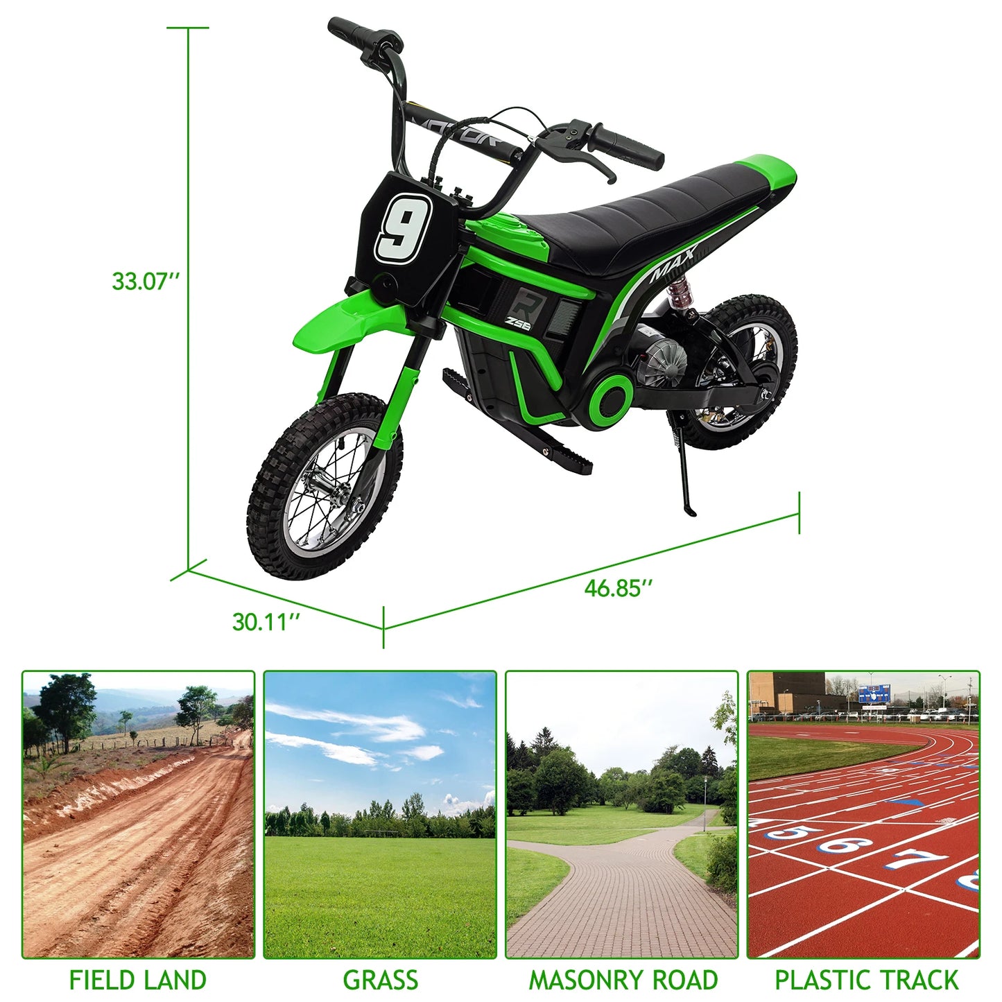 24V Electric Dirt Bike for Kids 350W Ride On Motorcycle Ages 5+ Up to 14.29 MPH 2-Speed Modes Max Weight 135 Lbs