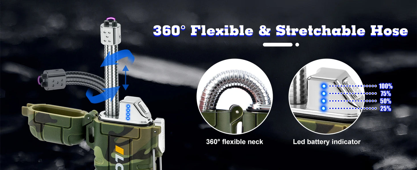 Waterproof Electric Lighter /  Windproof  / Dual Arc  /  USB Rechargeable  /  Flameless Plasma Lighters  /  Camping  / Hiking  / Survival  / Tactical