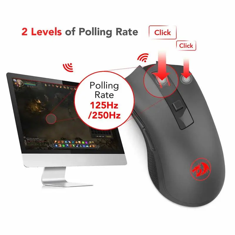M652 Optical 2.4G Wireless Mouse with USB Receiver / Portable Gaming & Office Mouse / 5 Adjustable DPI Levels