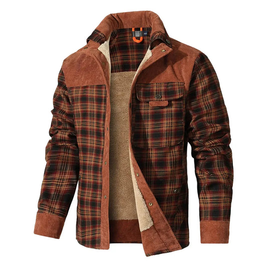 **Men's Jackets / Winter / Windproof / Warm / Casual / Bomber Coat / Plaid Sherpa Lined Flannel Outdoor Classic Jacket / Men