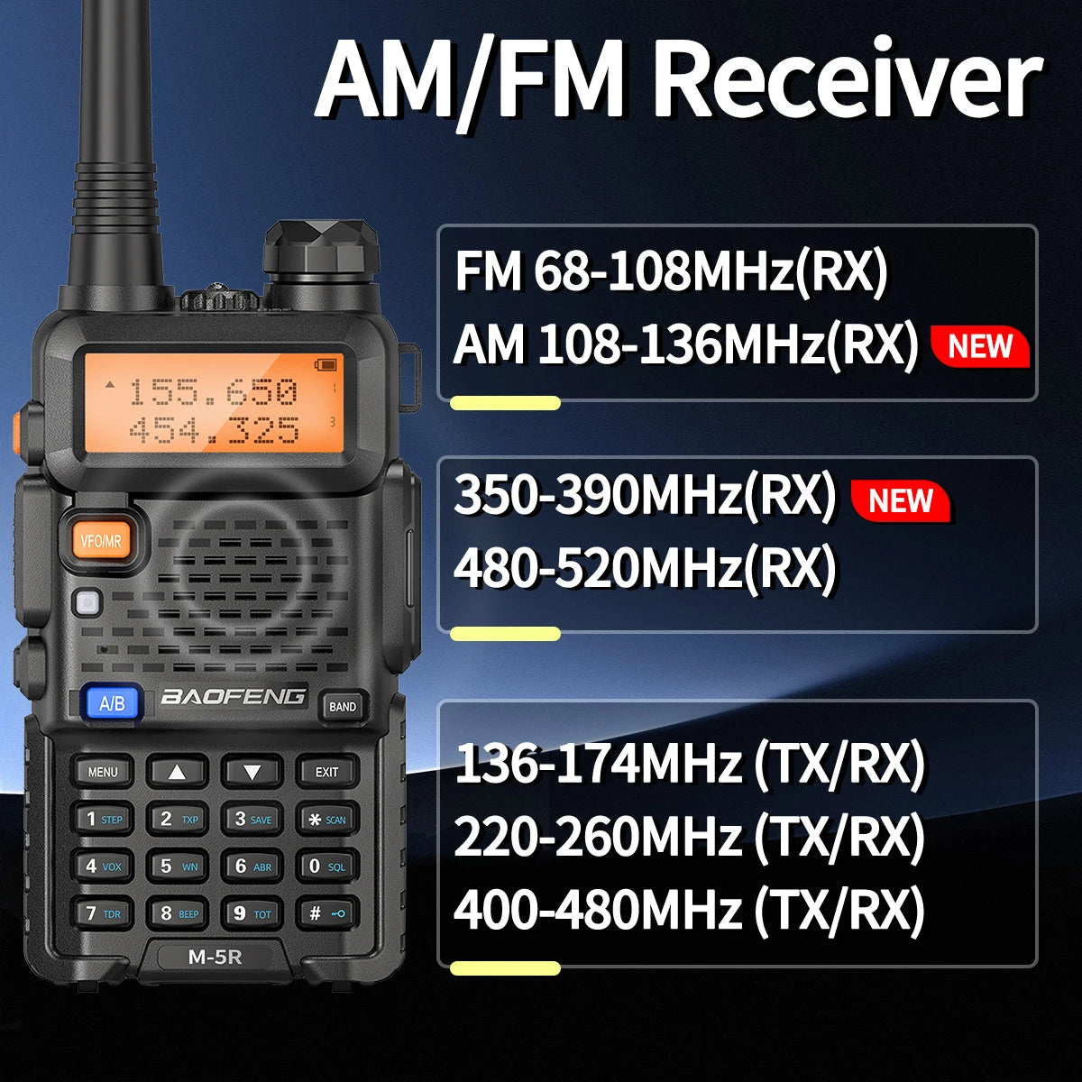 8W Walkie Talkie Multi Band w/Flashlight / Type-C / Wireless / Copy Frequency AM / Long Range For UV-5R / Two Way Radio