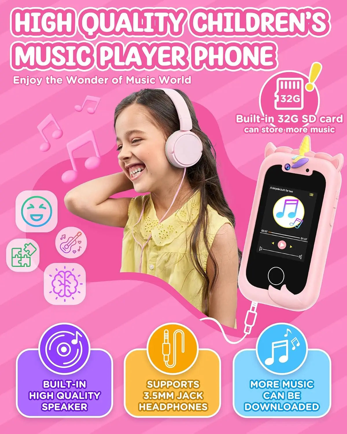 Kids Smart Phone / Educational  / Girls / Gifts / Ages 2-10 / Camera / Recorder / Games / Toddler Toy / Learning Smart Phone