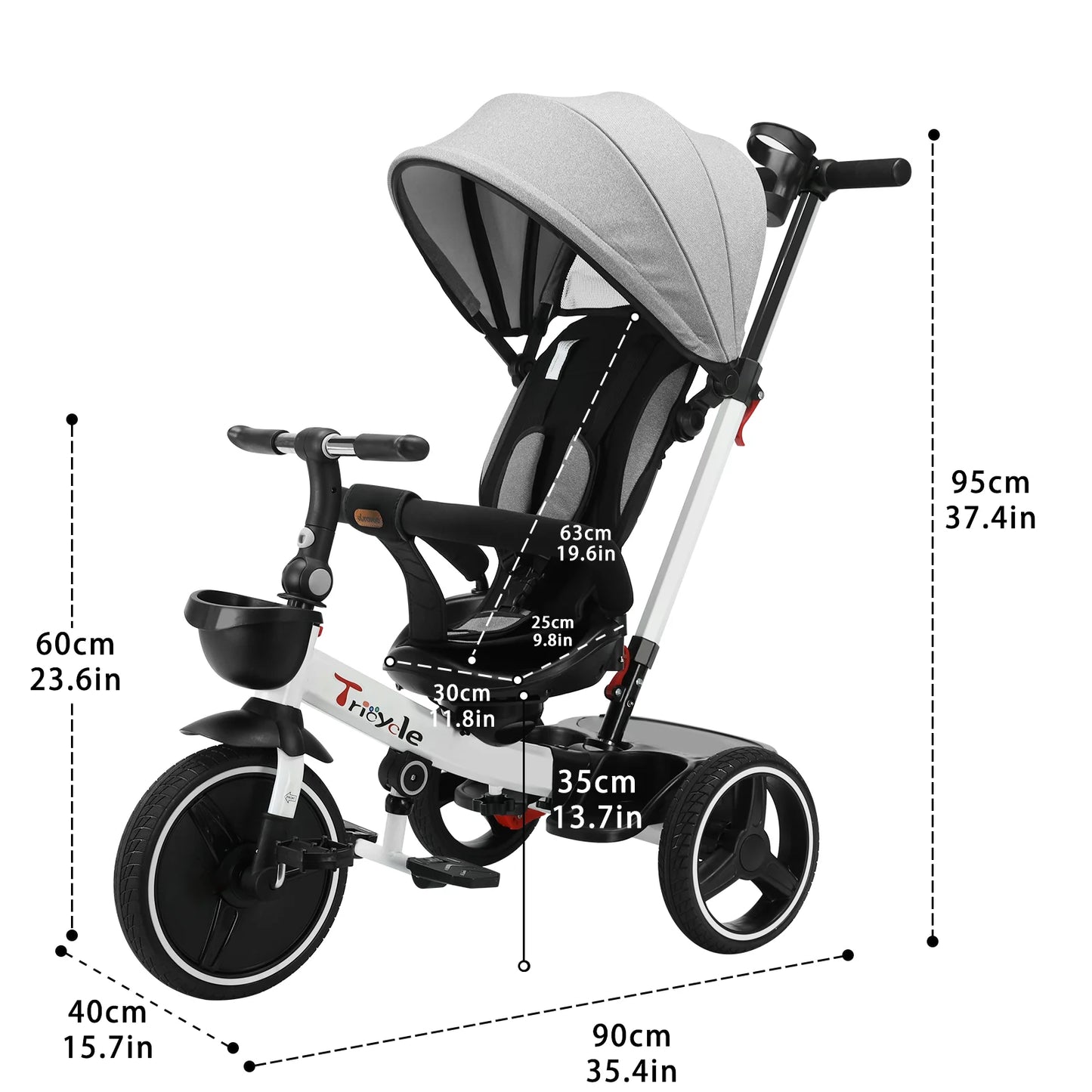 5 in1 Baby Stroller /  Tricycle /  Ride Bike /  5-in-1 /  Adjustable Canopy / Sitting & Lying Down /  Training Wheels /  Easy to Assemble and Disassemble