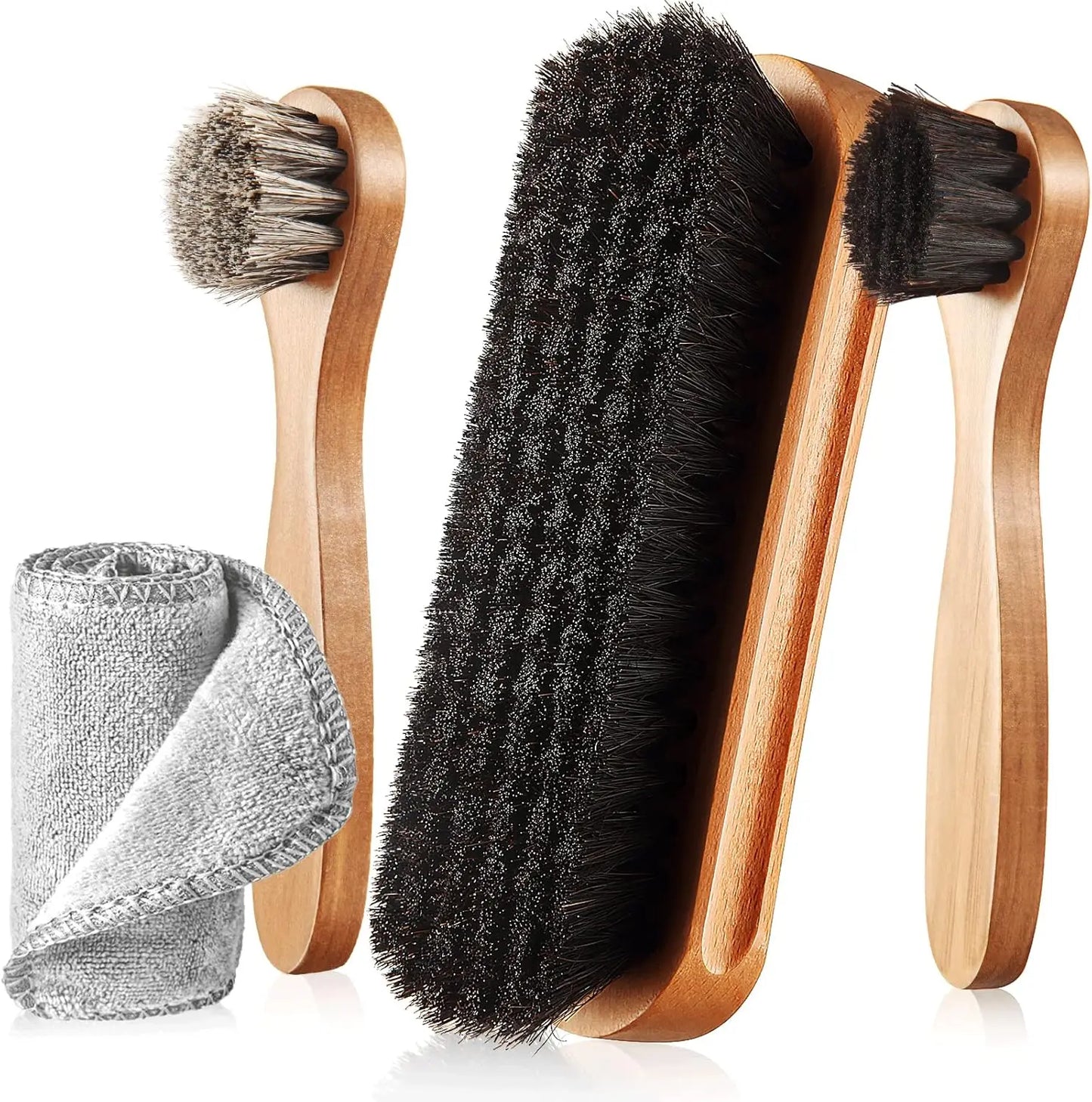 Horsehair Shoe Shine Brush Set  / Polishing Applicator /  Cleaning /  Leather Shoes /  Boot Care /  Brush /  Suede Cleaning Brush
