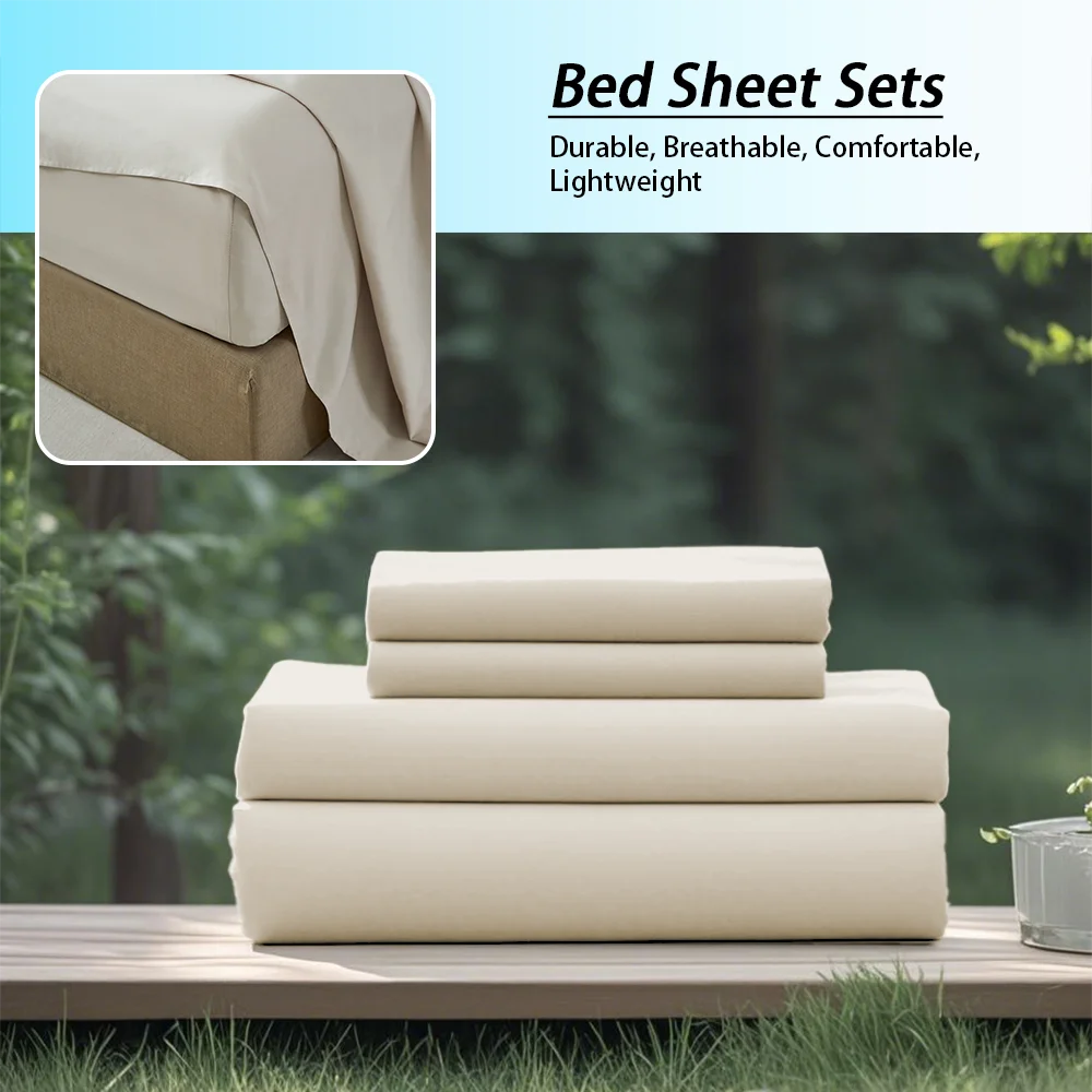 4 Pcs Soft, Solid Color, Fashionable Home Bedding Set / Microfiber / Suitable for All Seasons / 1 Fitted Sheet, 1 Flat Sheet,  2 Pillowcases