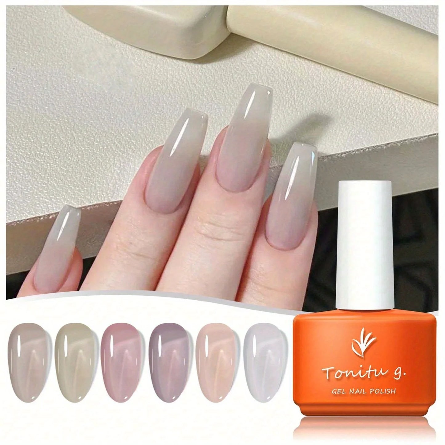 6 Color Jelly Gel Nail Polish Set   /  7ml, Semi-Permanent  /  Sheer /  Translucent /  Soak Off /  UV/LED Gel /  Home /  Salon  /  Nail Art Design