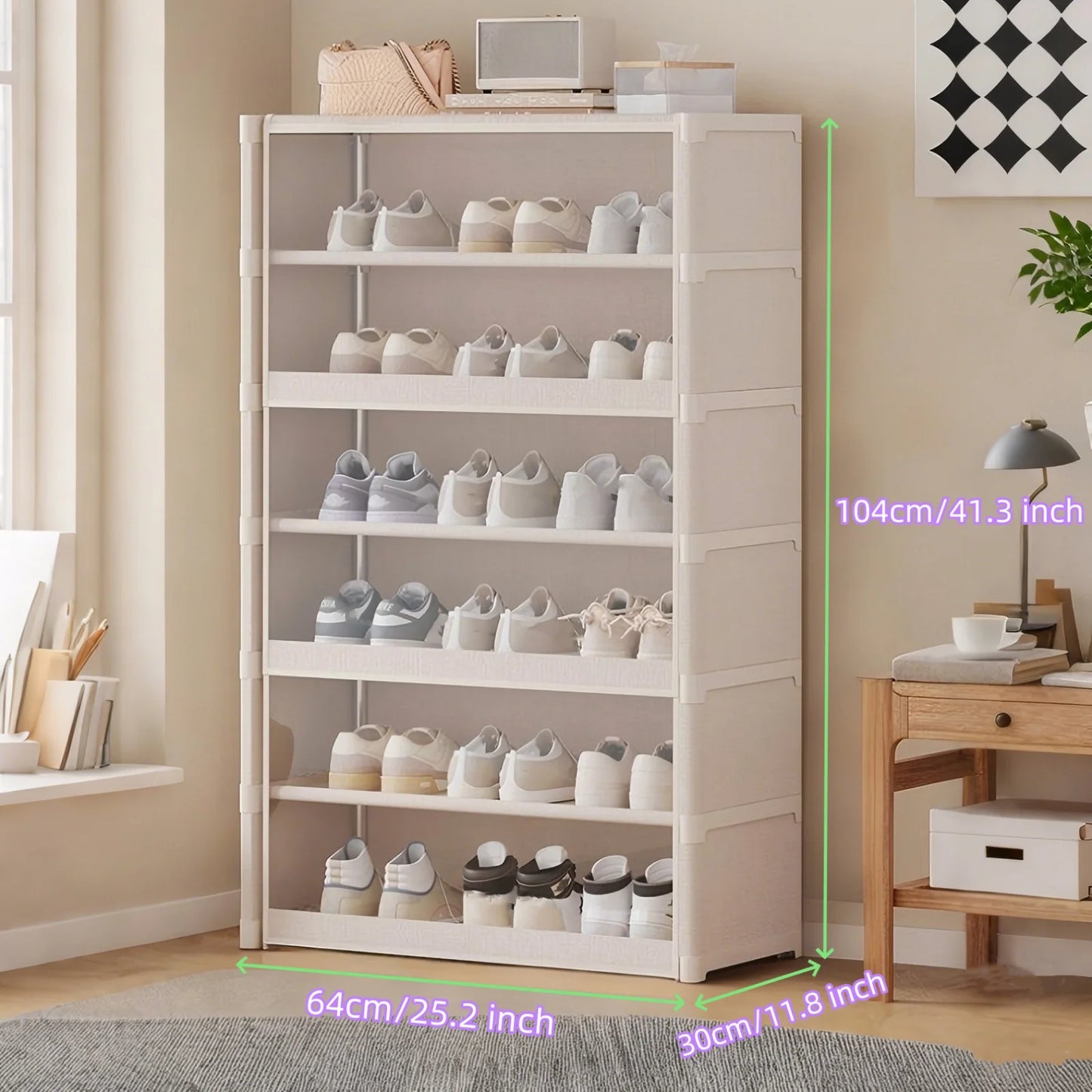Multi-layer Shoe Cabinet / Dustproof Shoe Rack / Shoe Organizer / Shelf Shoe Storage Cabinet / Space Saving With Clear Lid