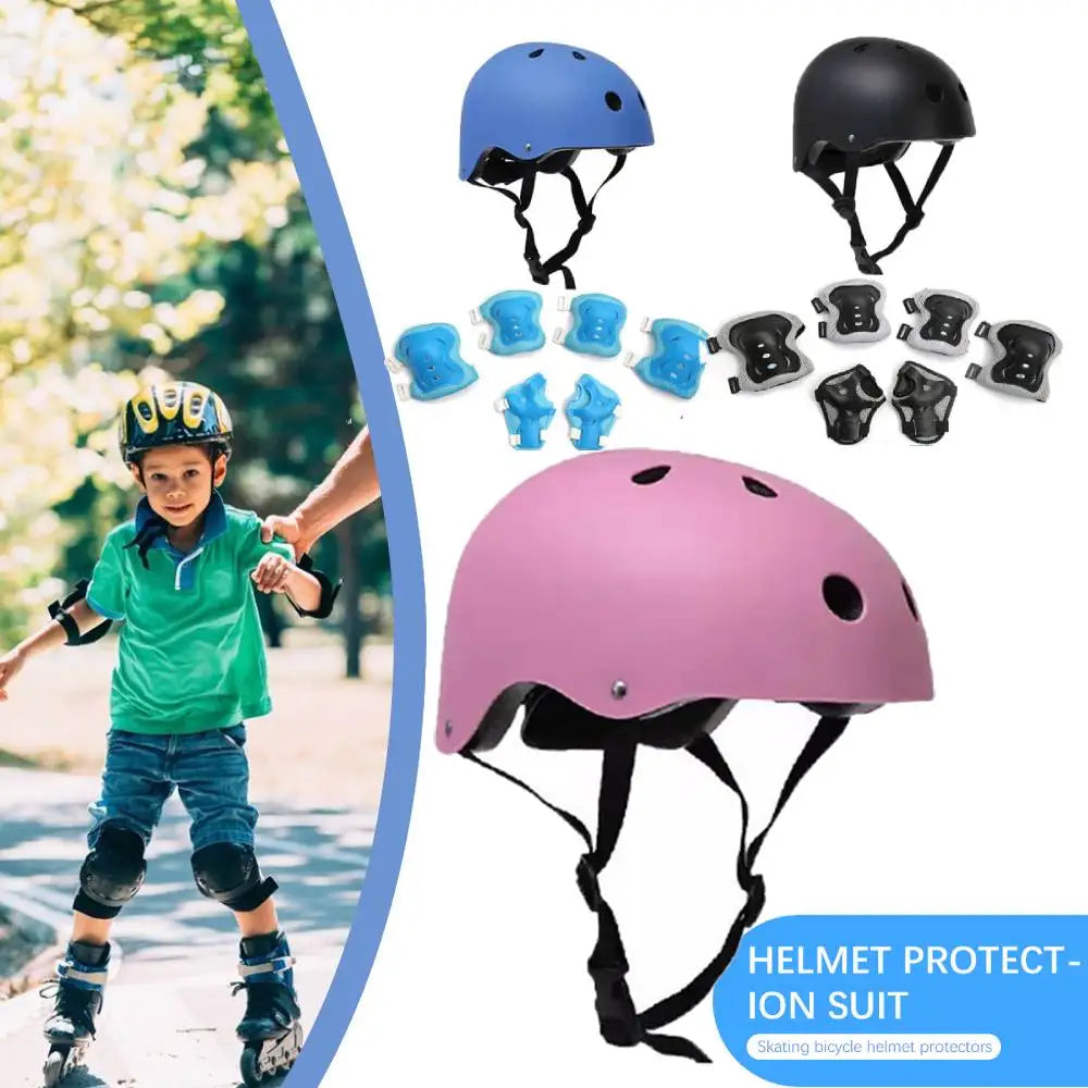 Kids Safety Helmet Knee Elbow Pad Set /  Boys Girls Head Protective Gear Set /  Bicycle / Cycling / Skateboard / Scooter / Skating / Helmet