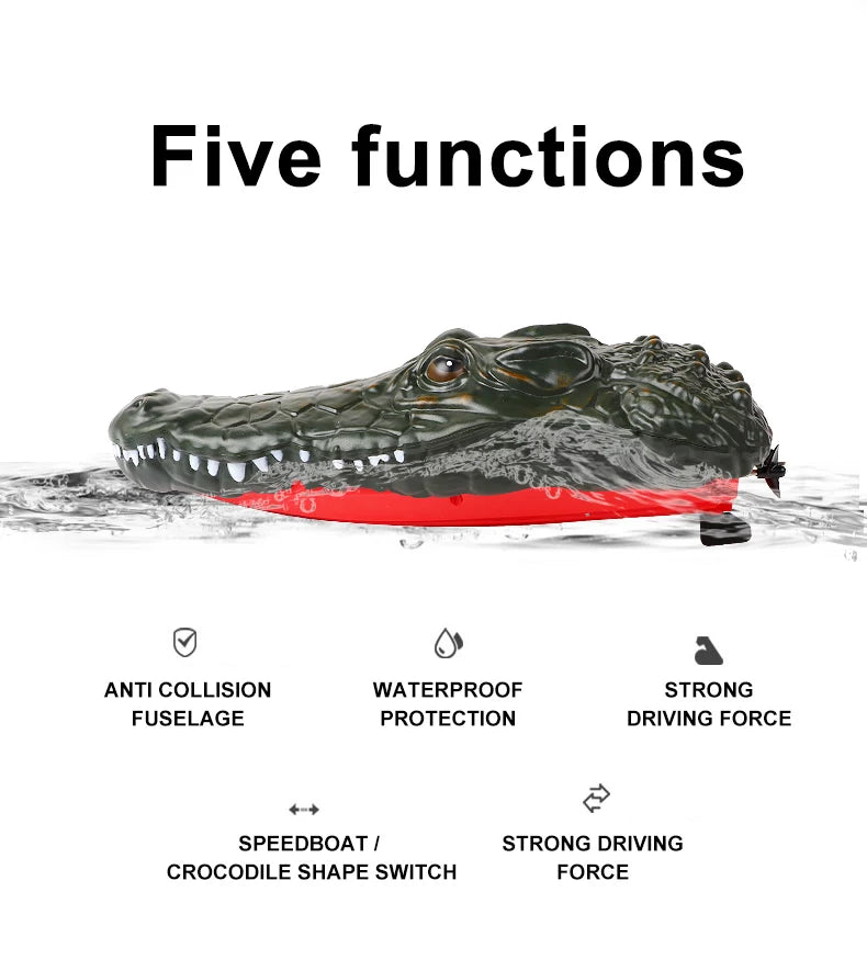 Remote Control Crocodile Speed Boat Toy for Kids, Long Battery Life, Simulation Crocodile Heads, RC Crocodile Ship Toy Gift