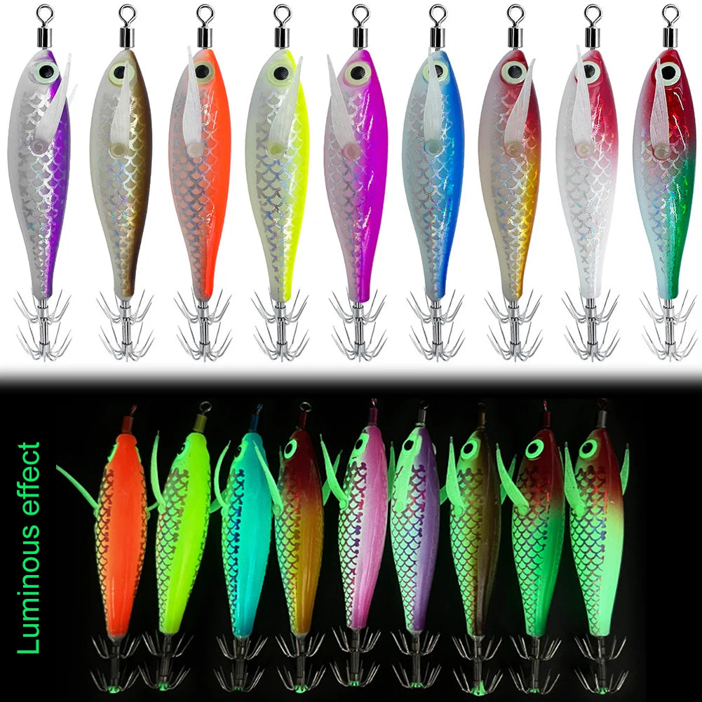 Luminous Squid Hook  /  Cuttlefish  / Attracting Lure  / Double Hook /  Glow In The Dark  / Squid Bait  / Fake Octopus Bait for Octopus Squid