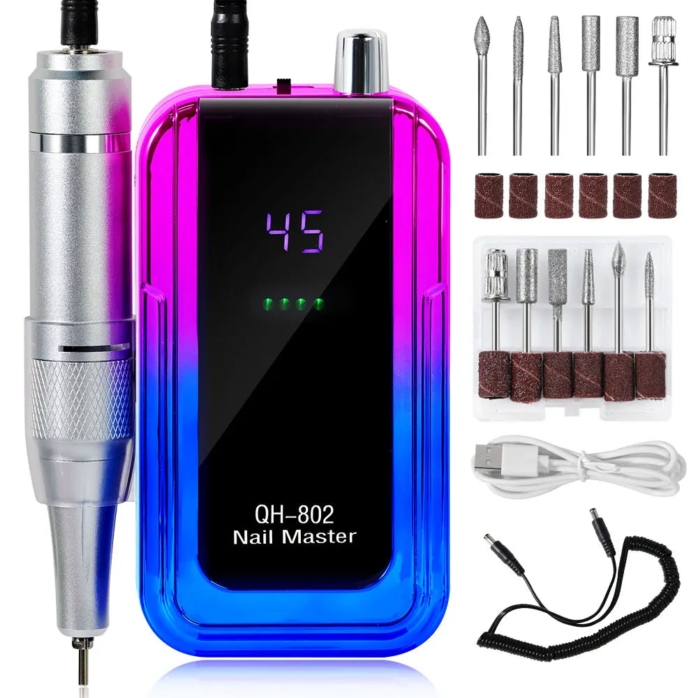 45000RPM Electric Nail Drill / File / Professional for Acrylic Gel Dip Powder Nails / Portable Machine Kit for Manicure Pedicure Tools