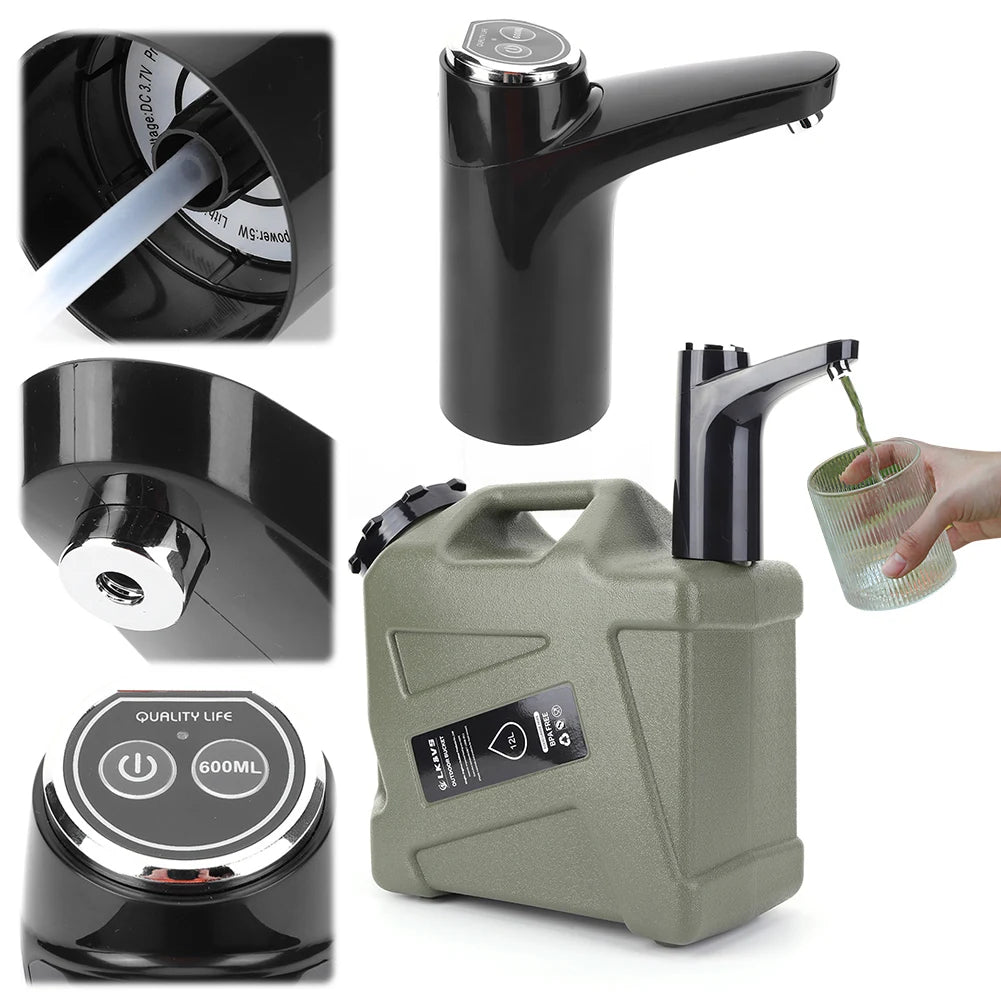 Electric Water Pump  /  USB Rechargeable /  Portable Water Dispenser /   One Key Switch  /  Wireless Water Pumping Device /   Outdoor /  Camping