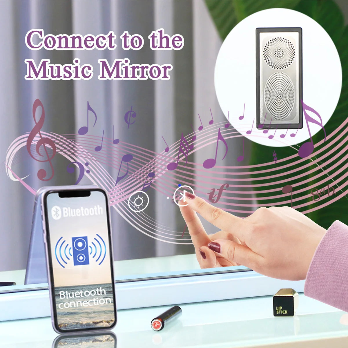 Large Vanity Mirror With Lights And Bluetooth Speakers  /  Dimmable LED Lights With 10 Times Magnification  /   USB Port for ApplyingMakeup