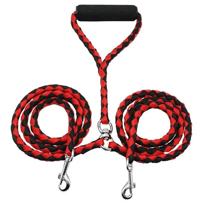 1.4m Pet Double Leash 2 Way Couplers Dog Leash Rope / Elastic Extended Pet Leash Belt / Outdoor Training for Two Double Dogs Leashes