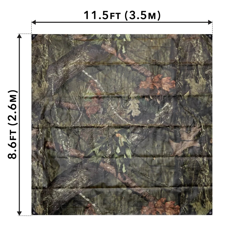 Waterproof Hunting Camo Tarp  /  8.6ft x 11.5ft  /  Multi-Purpose PE Tarpaulin /  Durable Concealment /  Reinforced Corners /  Grommets /  Outdoor