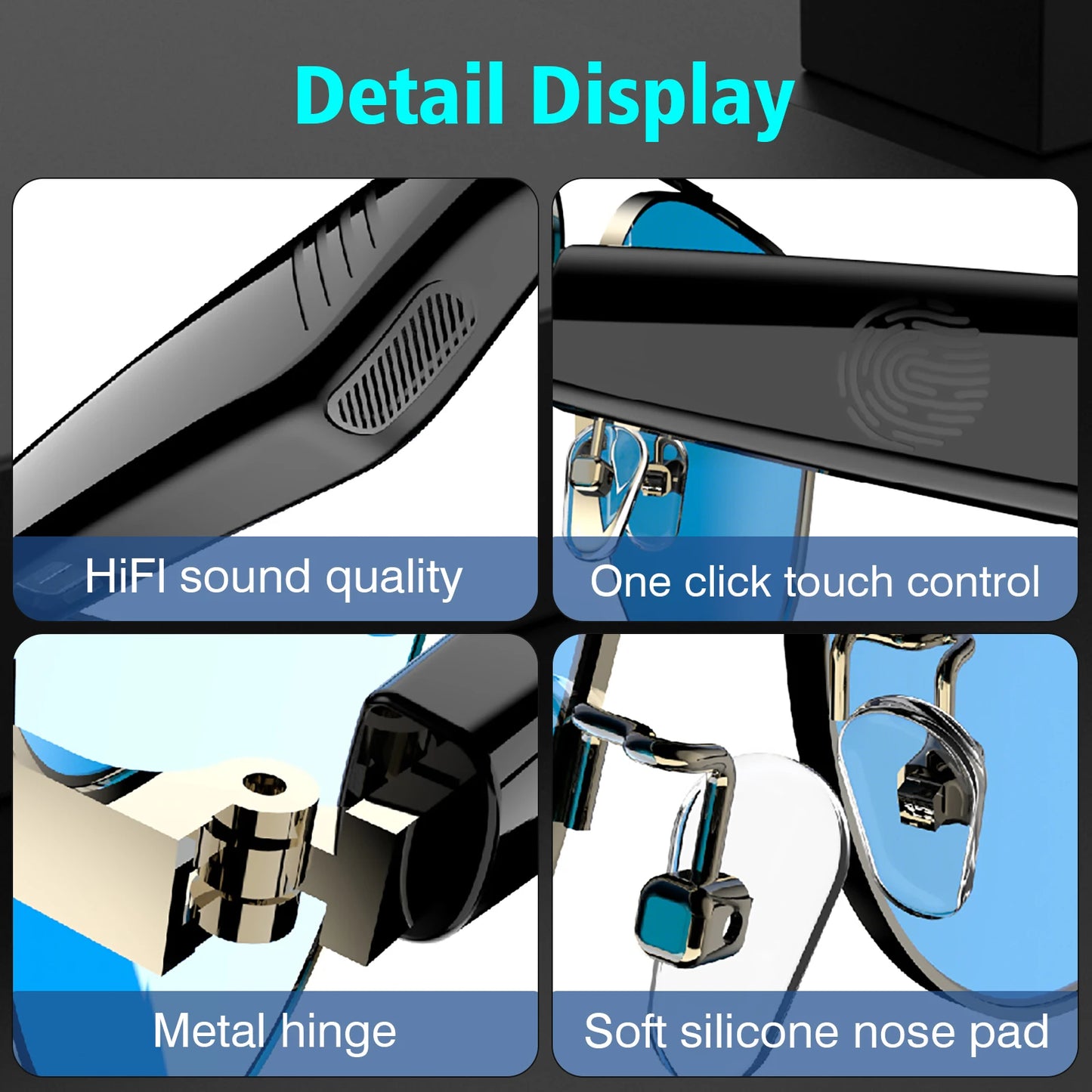 **New Noise Reduction Smart Glasses / Wireless Calls / Music Playback / Touch Voice Assistant / Stylish Blue Light Blocking Sunglasses