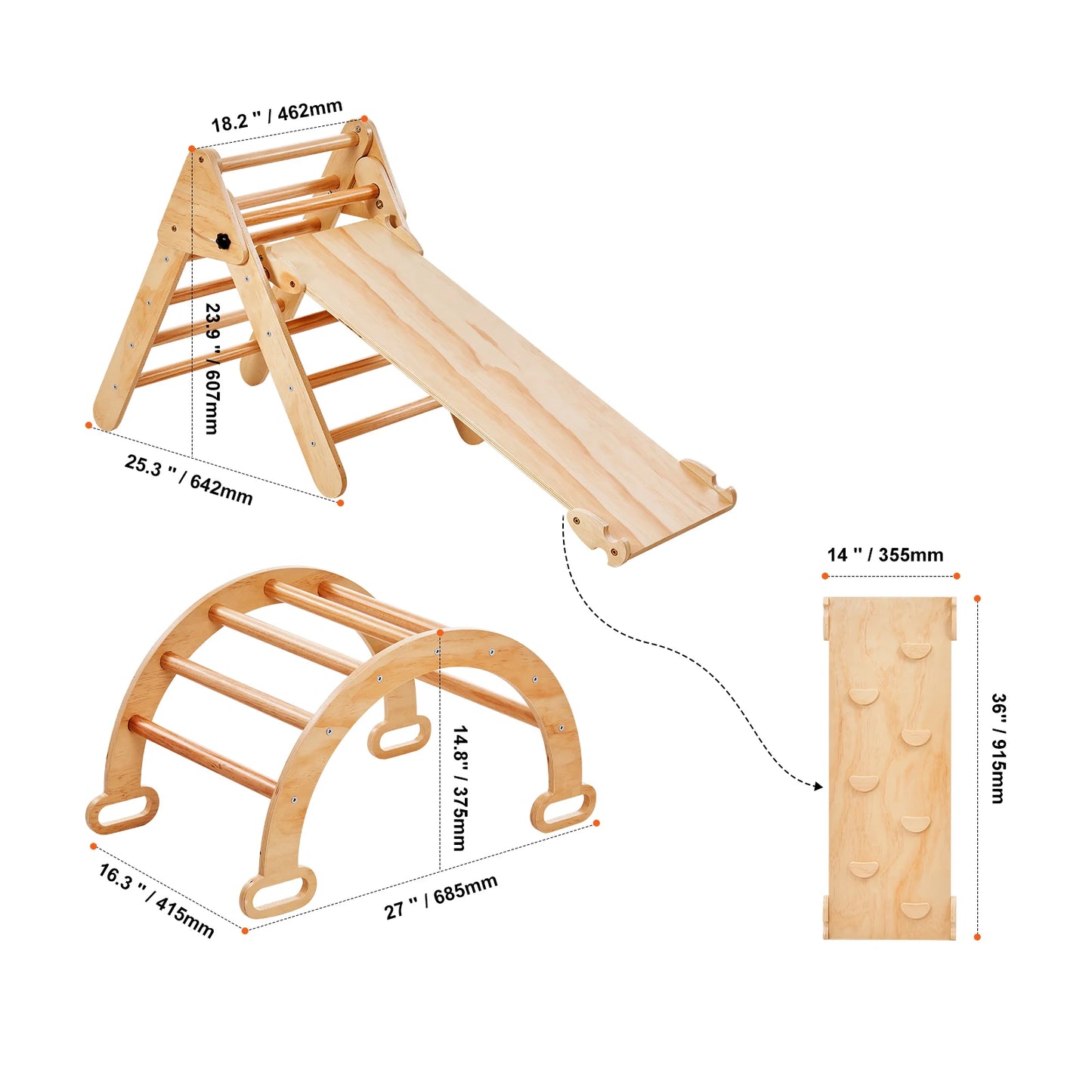 5 -n-1 Toddler Climbing Toy /   INDOOR Playground /  1-4 Years /  Montessori-Inspired!  /  Foldable /  Medium or Large Size /  Wooden Climbing Set