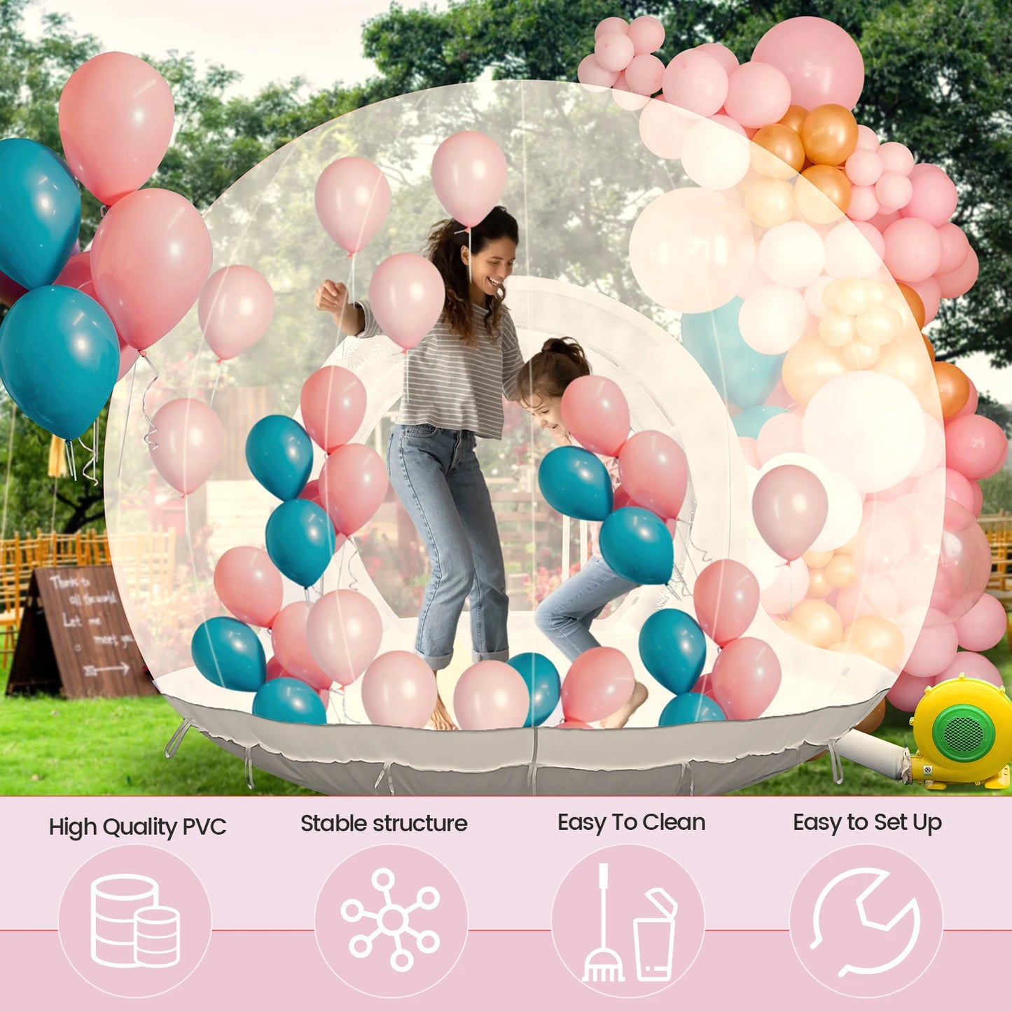 Inflatable 3M 10FT PVC Bubble House / Inflatable Children Toys / Outdoor Castle With 750W Air Blower & 100 balloons