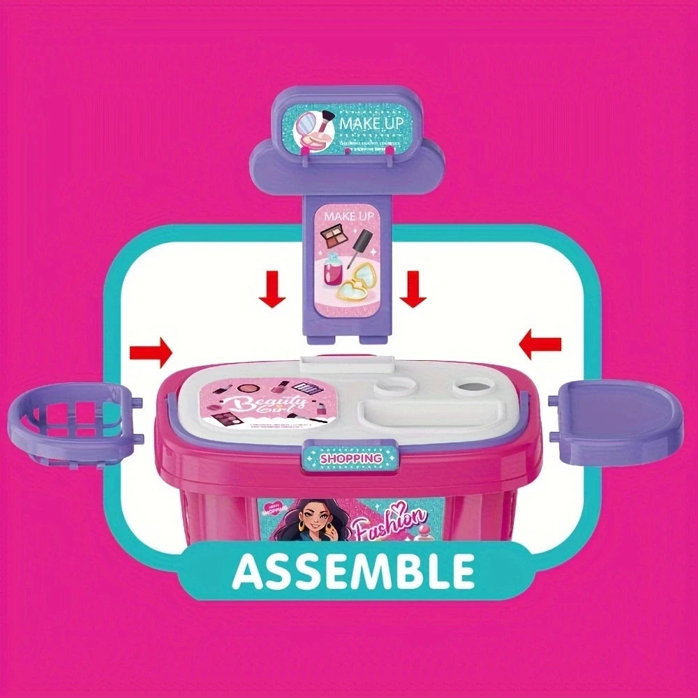 36 Luxury fashion Makeup & Styling Sets for Kids / Includes:  Shopping Cart, Hairdryer, Brushes, Lipstick, Mirror & Bobby Pins  /  Easy Assembly