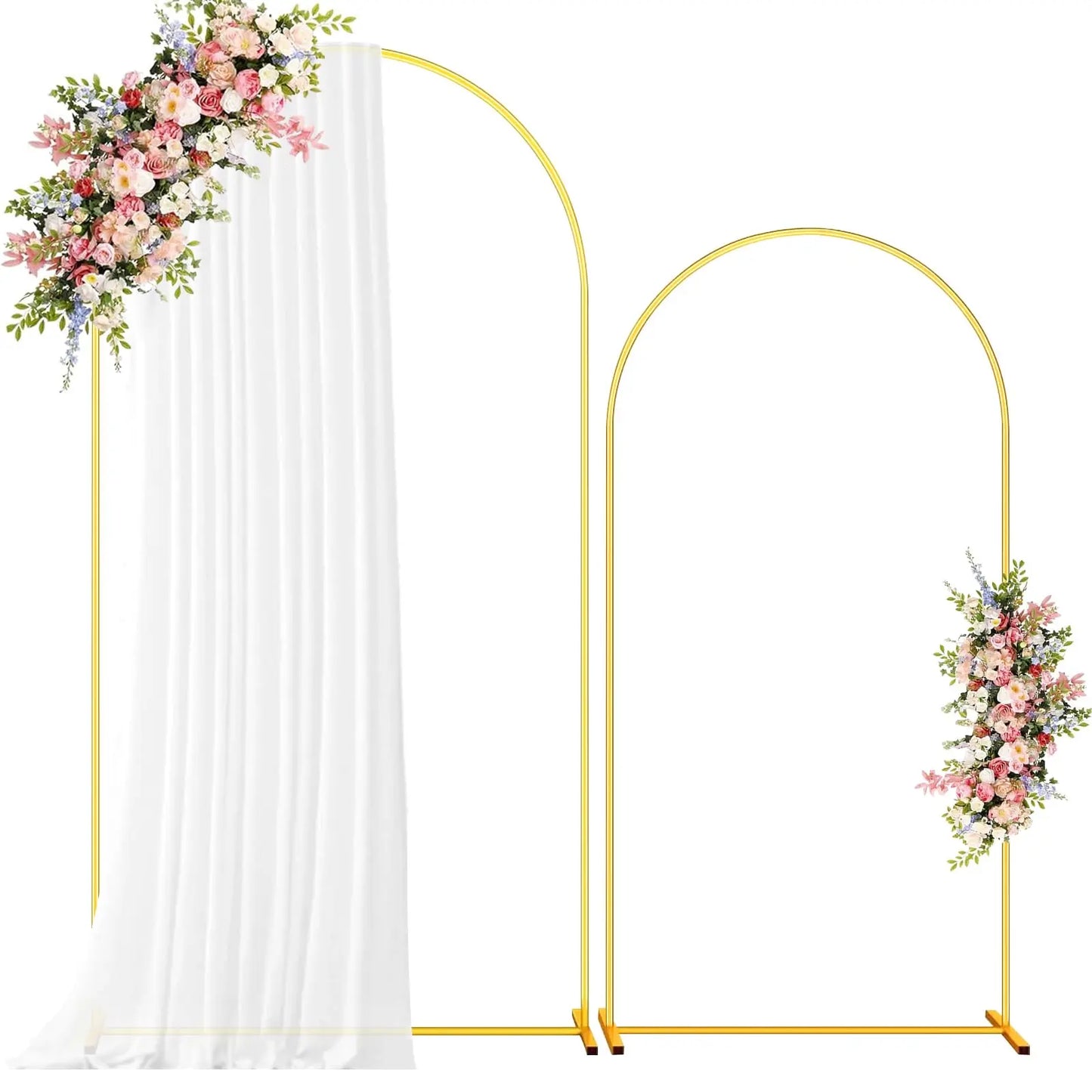 Set of 2 Gold Metal Arch Backdrop Stands /  Wedding Arch Frame / for Wedding. Birthday Party, Baby Shower, Graduation Ceremony