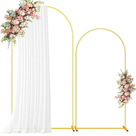 Set of 2 Gold Metal Arch Backdrop Stands /  Wedding Arch Frame / for Wedding. Birthday Party, Baby Shower, Graduation Ceremony