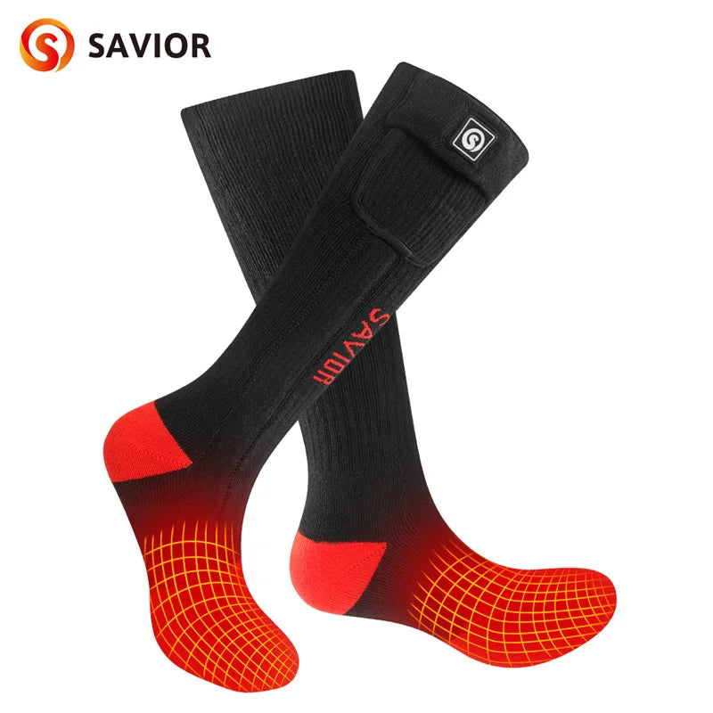 **Savior Heat / Battery Electric Heated Socks For Men / Winter Warm Outdoor Sports / Rechargeable Thermal Socks / Women For Cycling