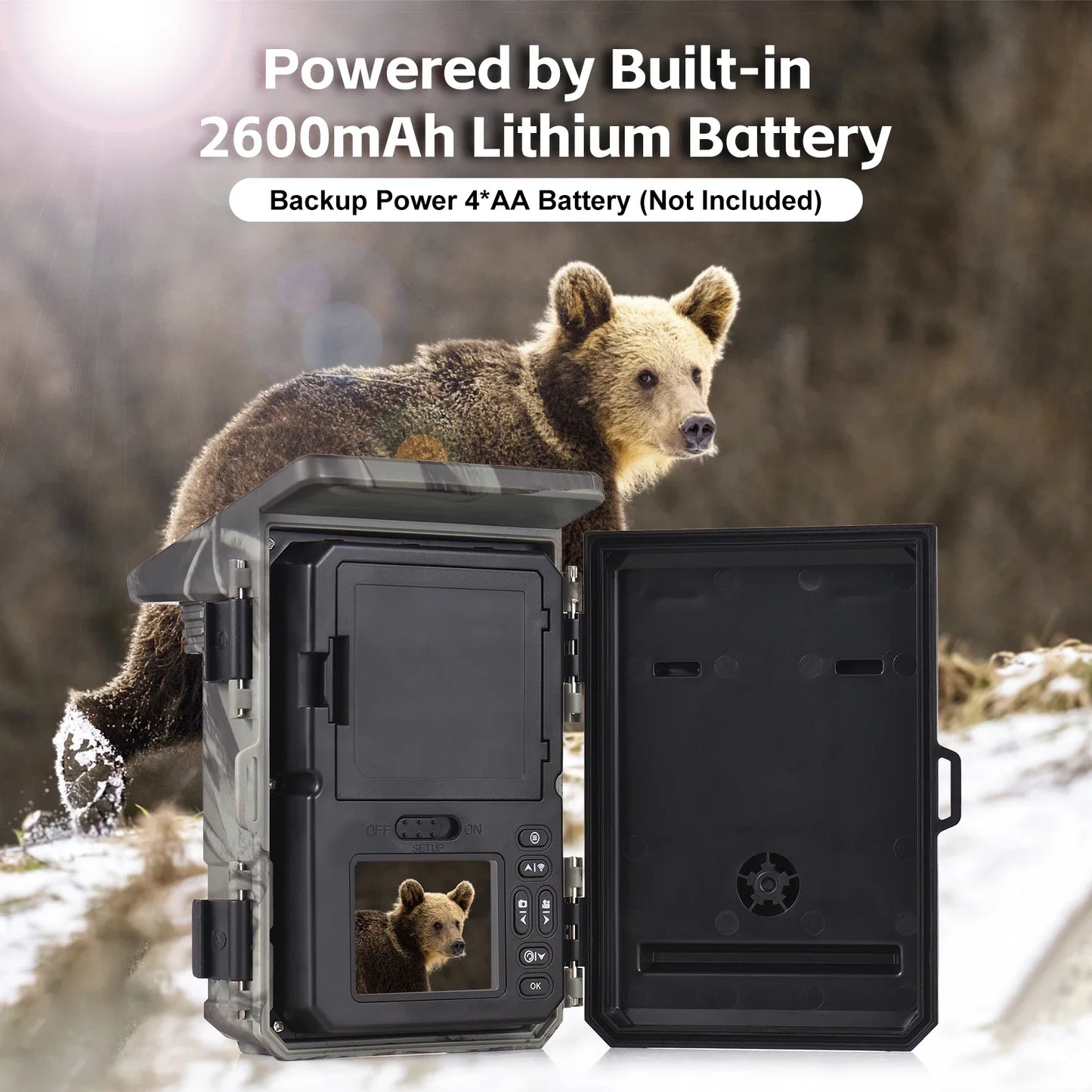 Solar Charging Hunting Trail Camera  /  Outdoor Night Vision Surveillance Camera  /  4K 50MP with 256GB Memory Card