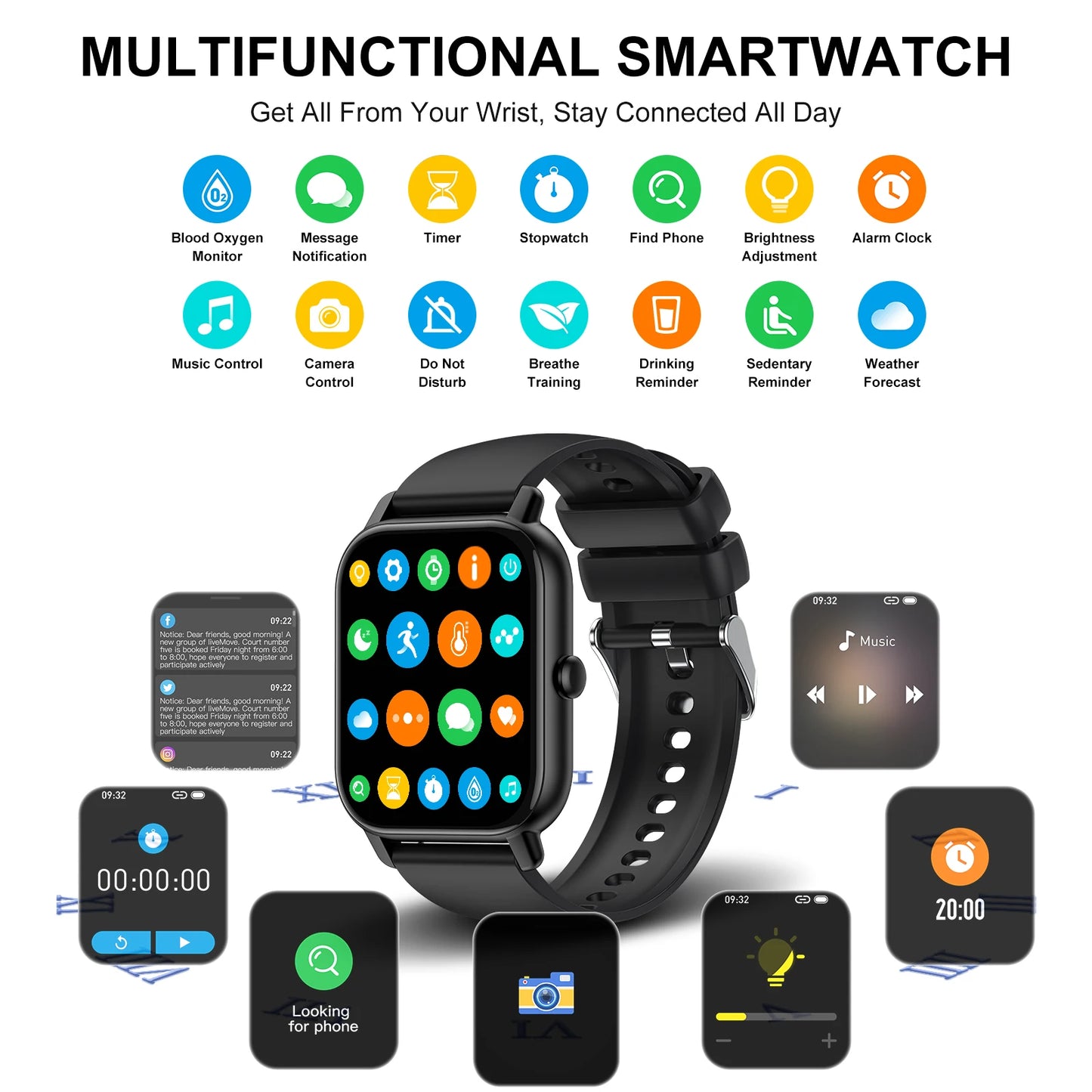 Smart Watch / 1.85" Sports Watch / Waterproof / 110+ Sport Modes / Fitness Activity Tracker / Ultra Thin Watch.