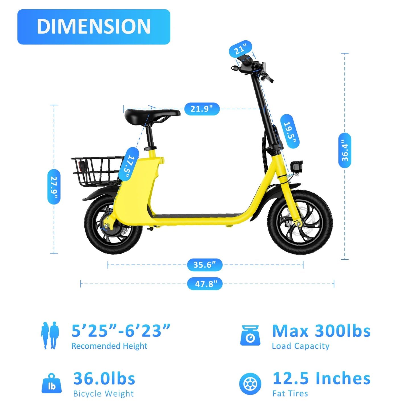 450W Adult Electric Scooter  /   15.5 mph  /  with Seat and Shopping Basket /  Suitable for Females /   Electric Scooter for Urban Commuting