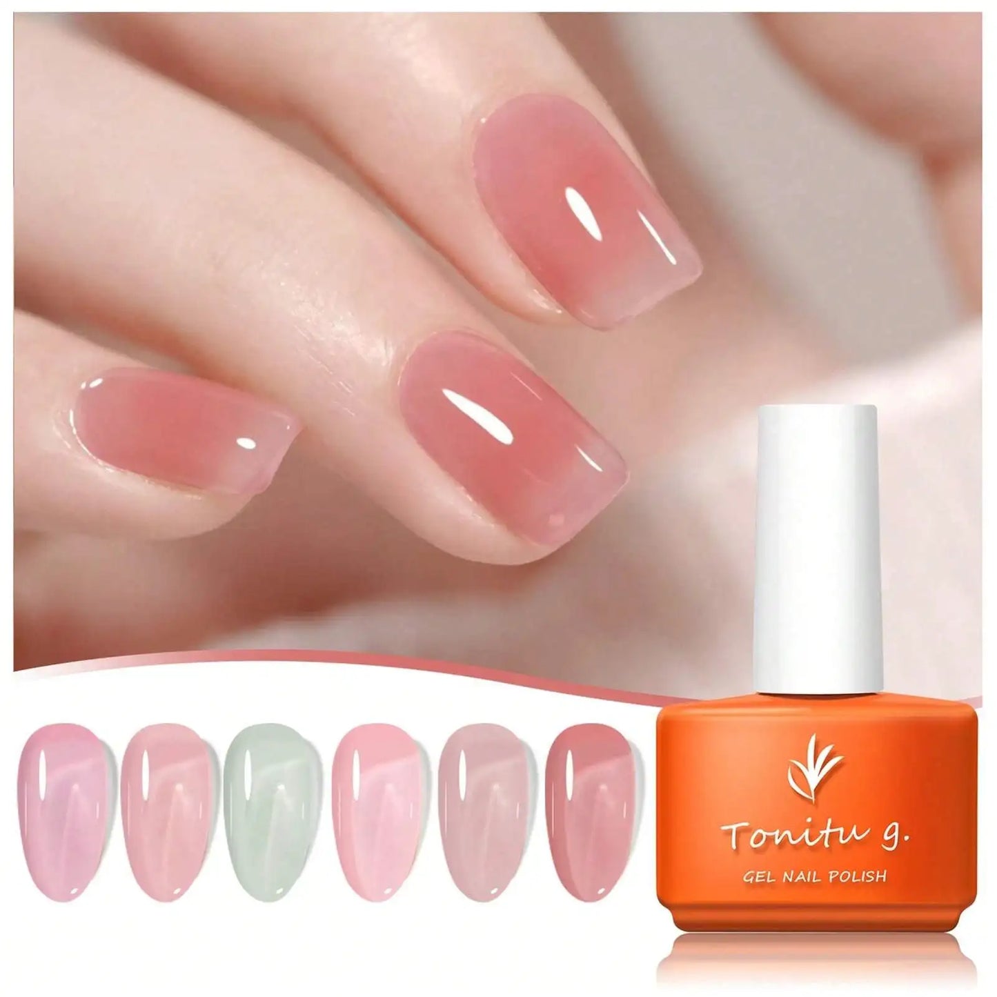 6 Color Jelly Gel Nail Polish Set   /  7ml, Semi-Permanent  /  Sheer /  Translucent /  Soak Off /  UV/LED Gel /  Home /  Salon  /  Nail Art Design