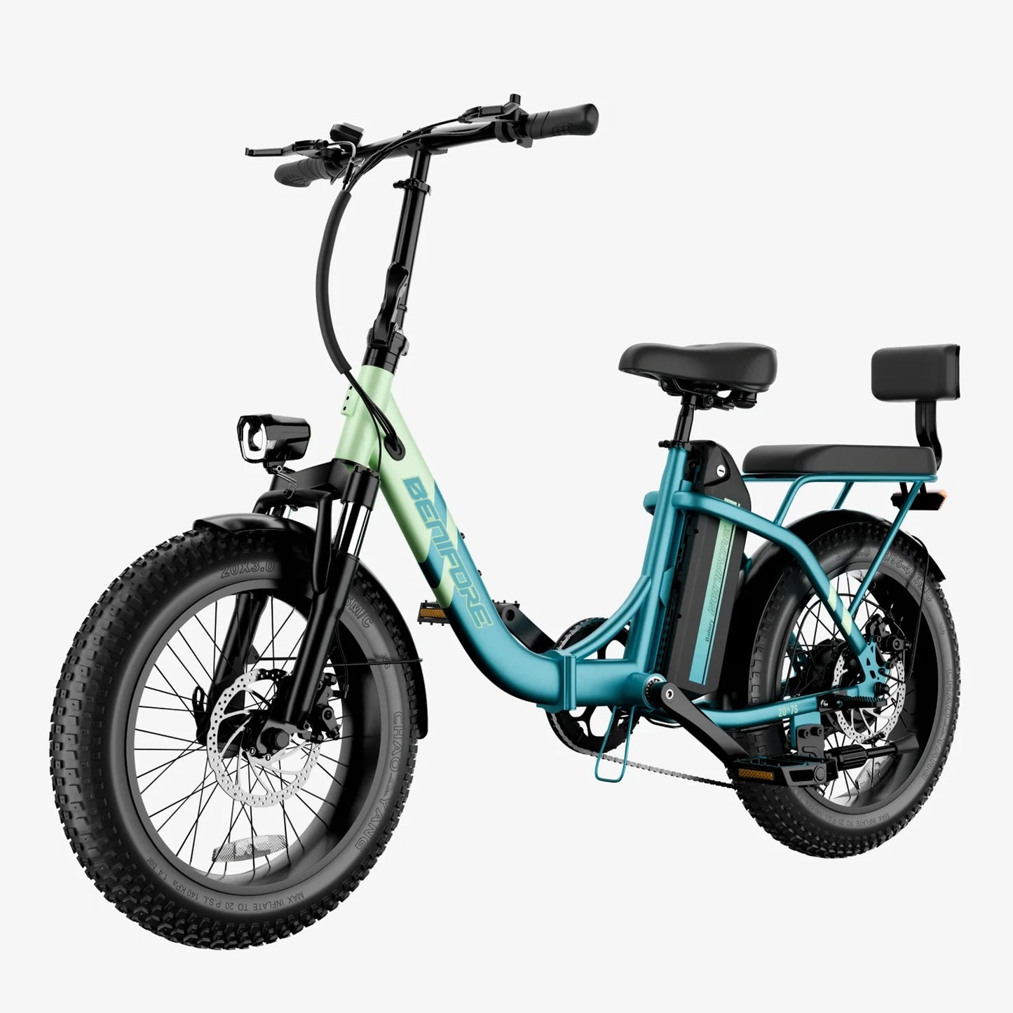 CM***C23 20"x3" Folding Electric Bike / Peak 1200W, 720Wh / Top 28 Mph, Max 65 Mile, Max Load 265Ibs / With Mini Sofa Back Seat